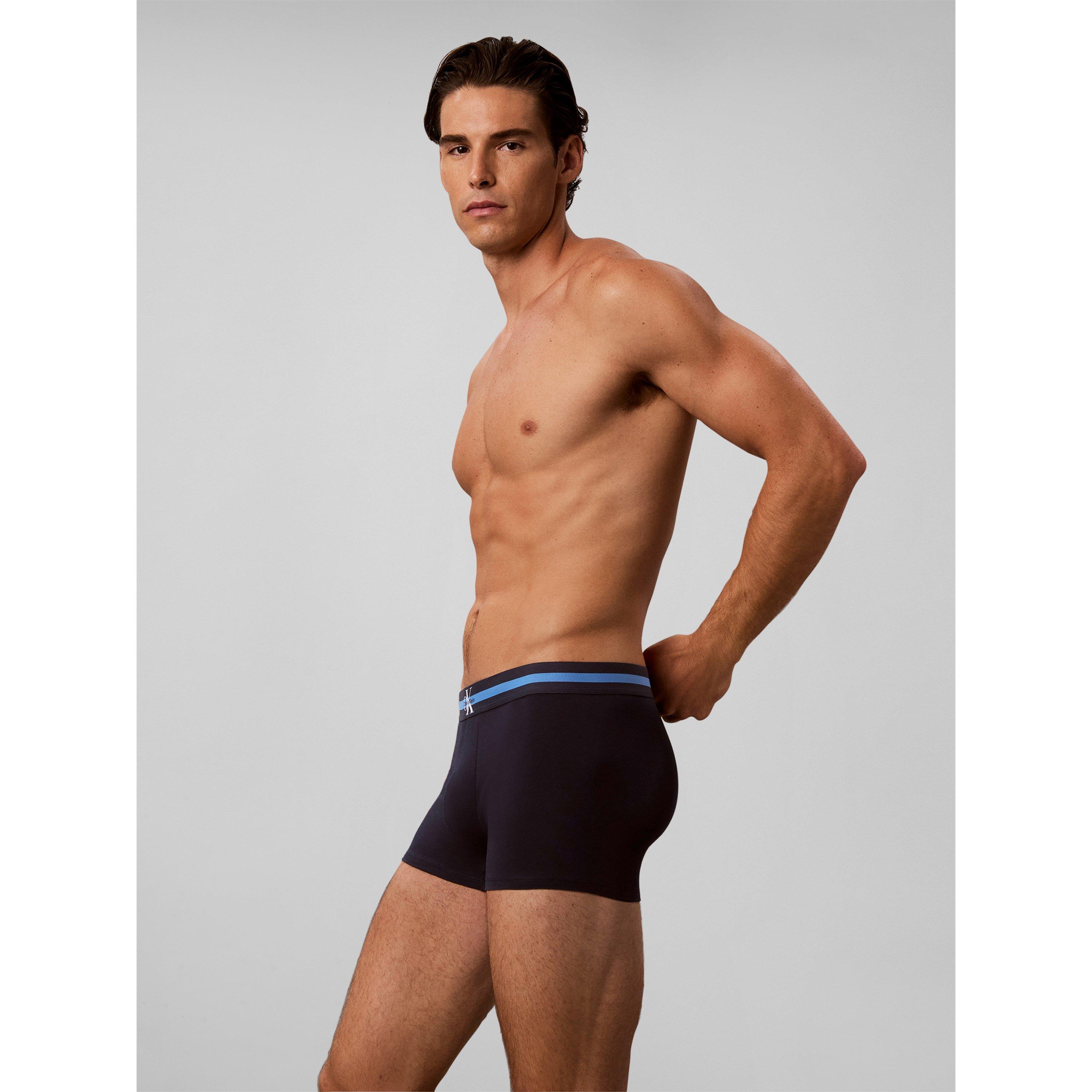 Nvy/Blu/Sil - Calvin Klein - Men's Mono Cotton Low-Rise Trunks 3 Pack - 3