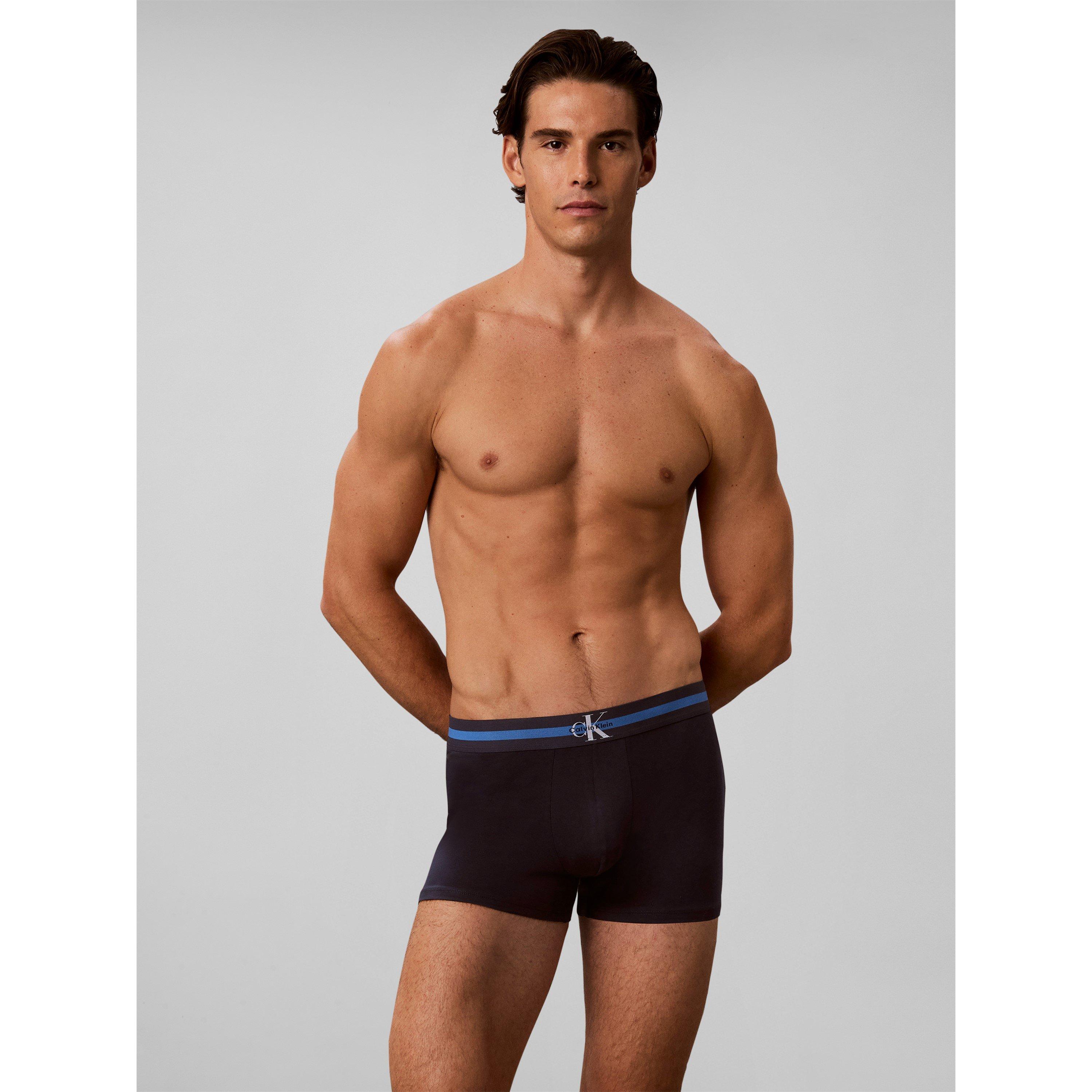 Nvy/Blu/Sil - Calvin Klein - Men's Mono Cotton Low-Rise Trunks 3 Pack - 4
