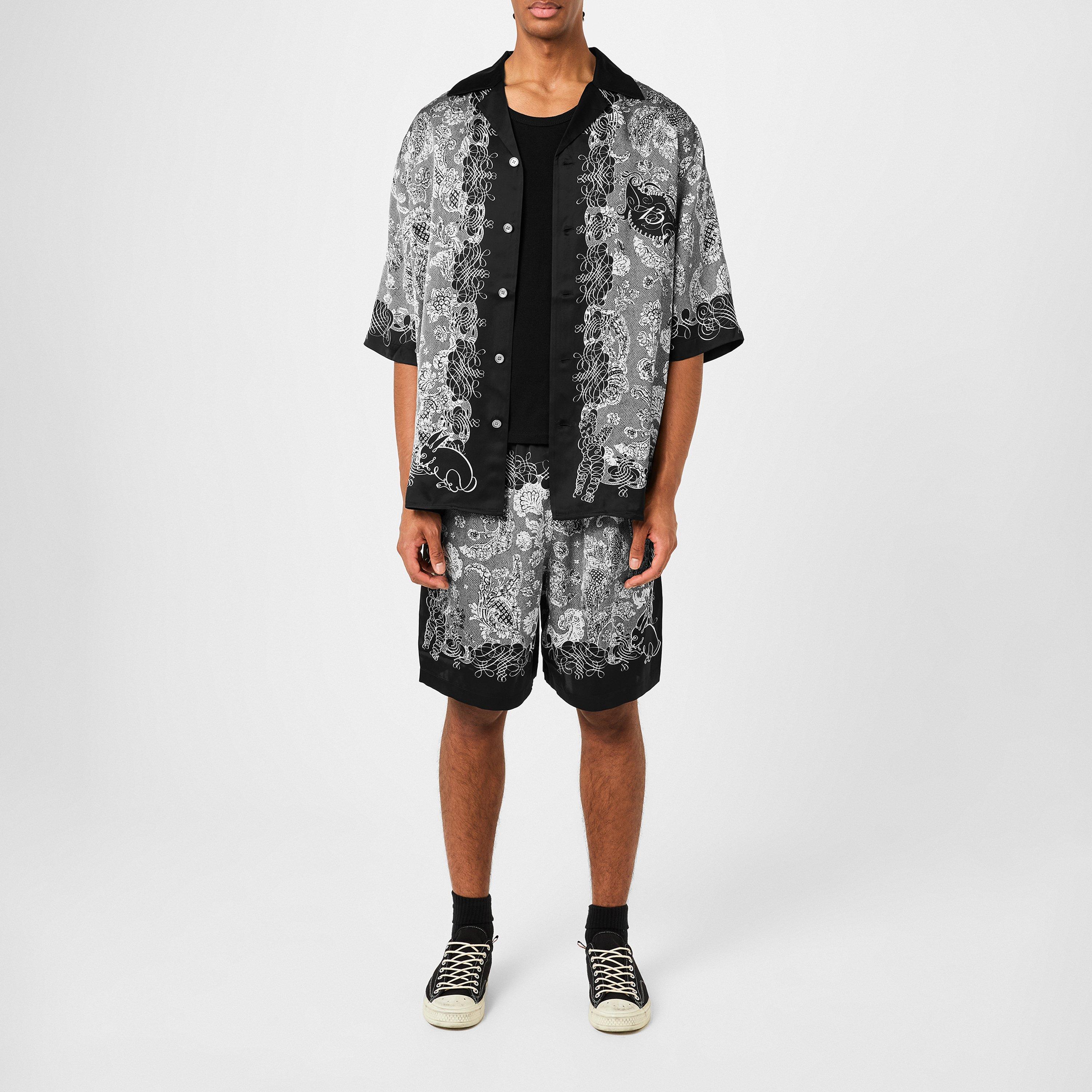 Black/Ecru - Acne Studios - Print Shorts - 5