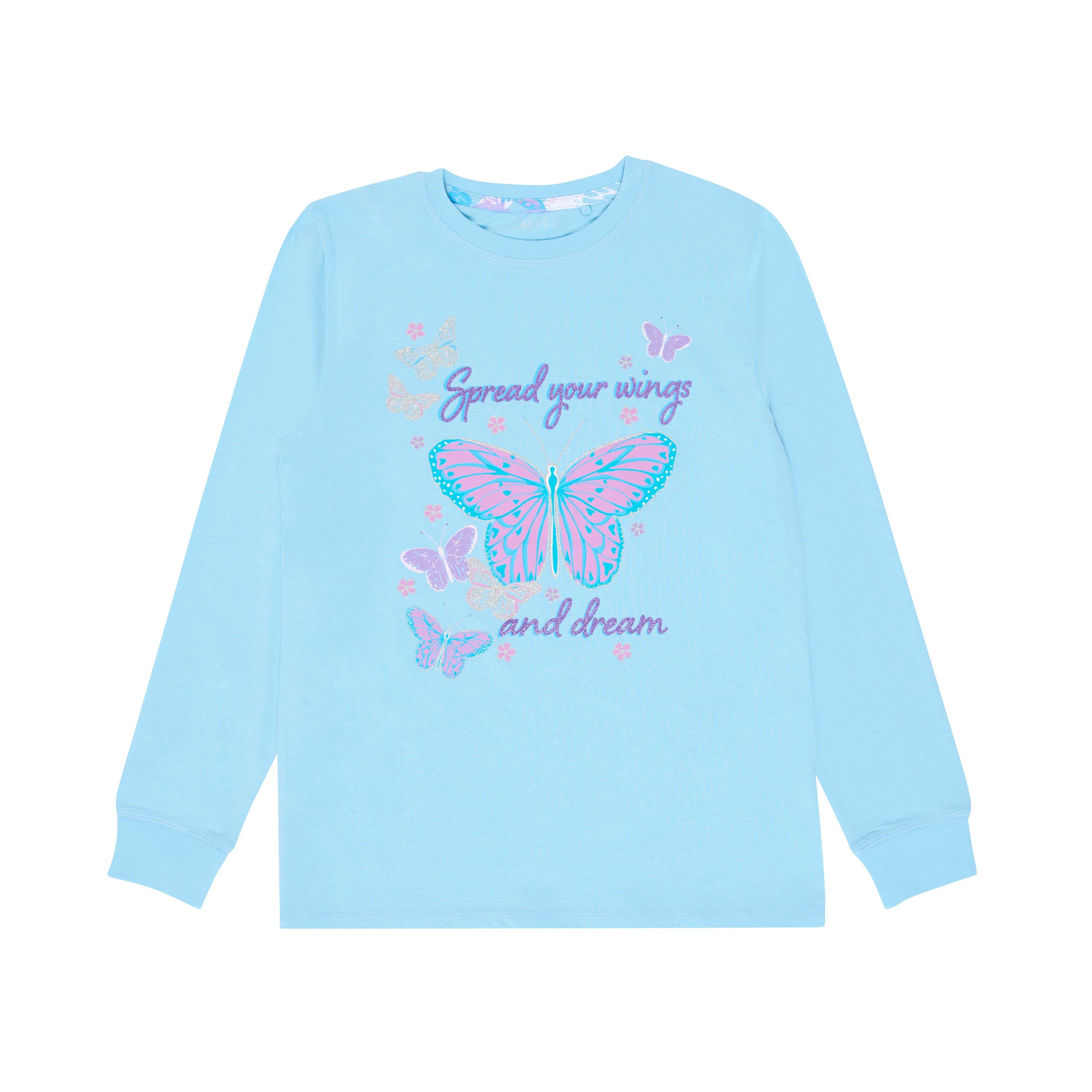 Bleu - Miso - Girls Butterfly Pyjama Set - 2