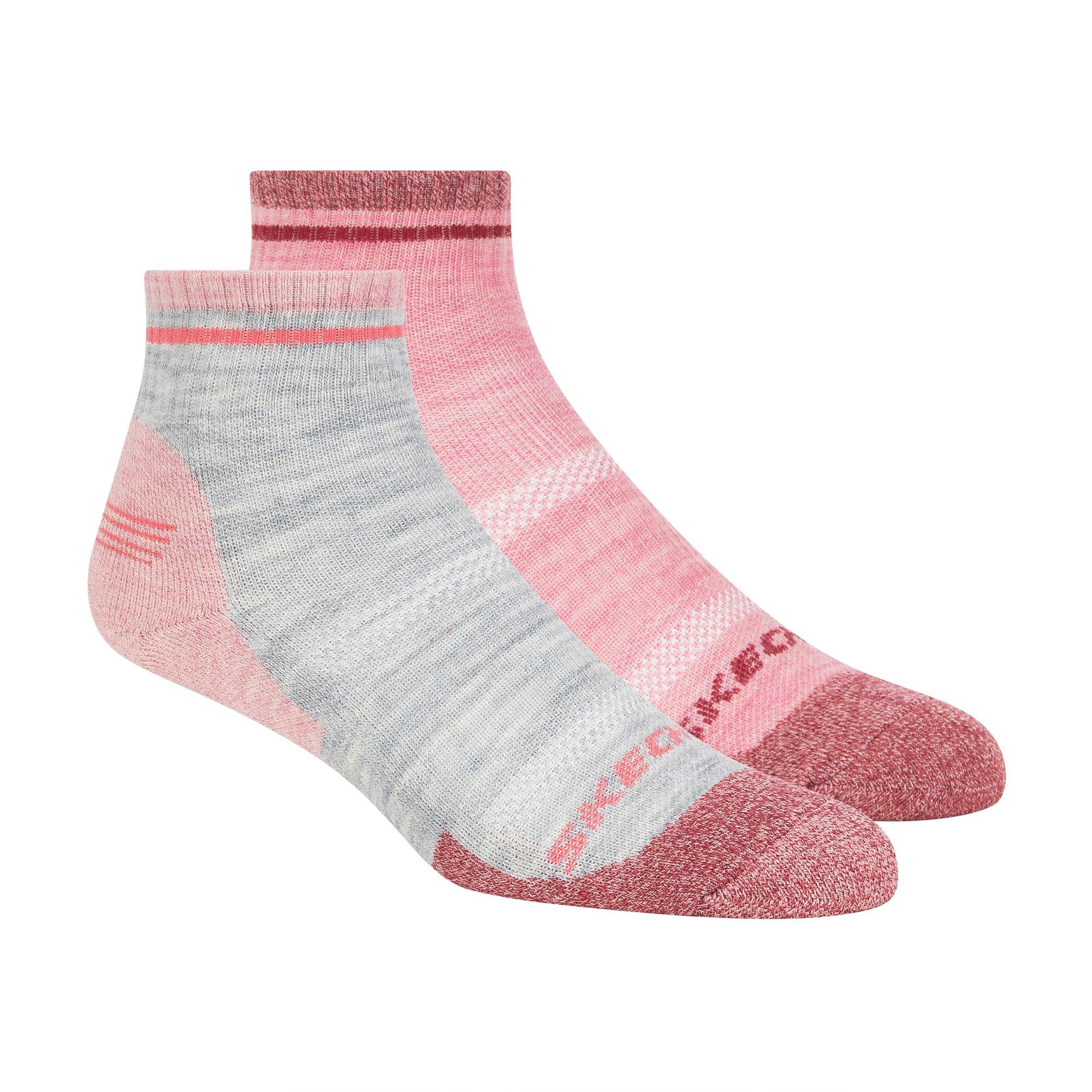 Skechers Women's Quarter Socks - Grey/Pink - Ladies 3-7