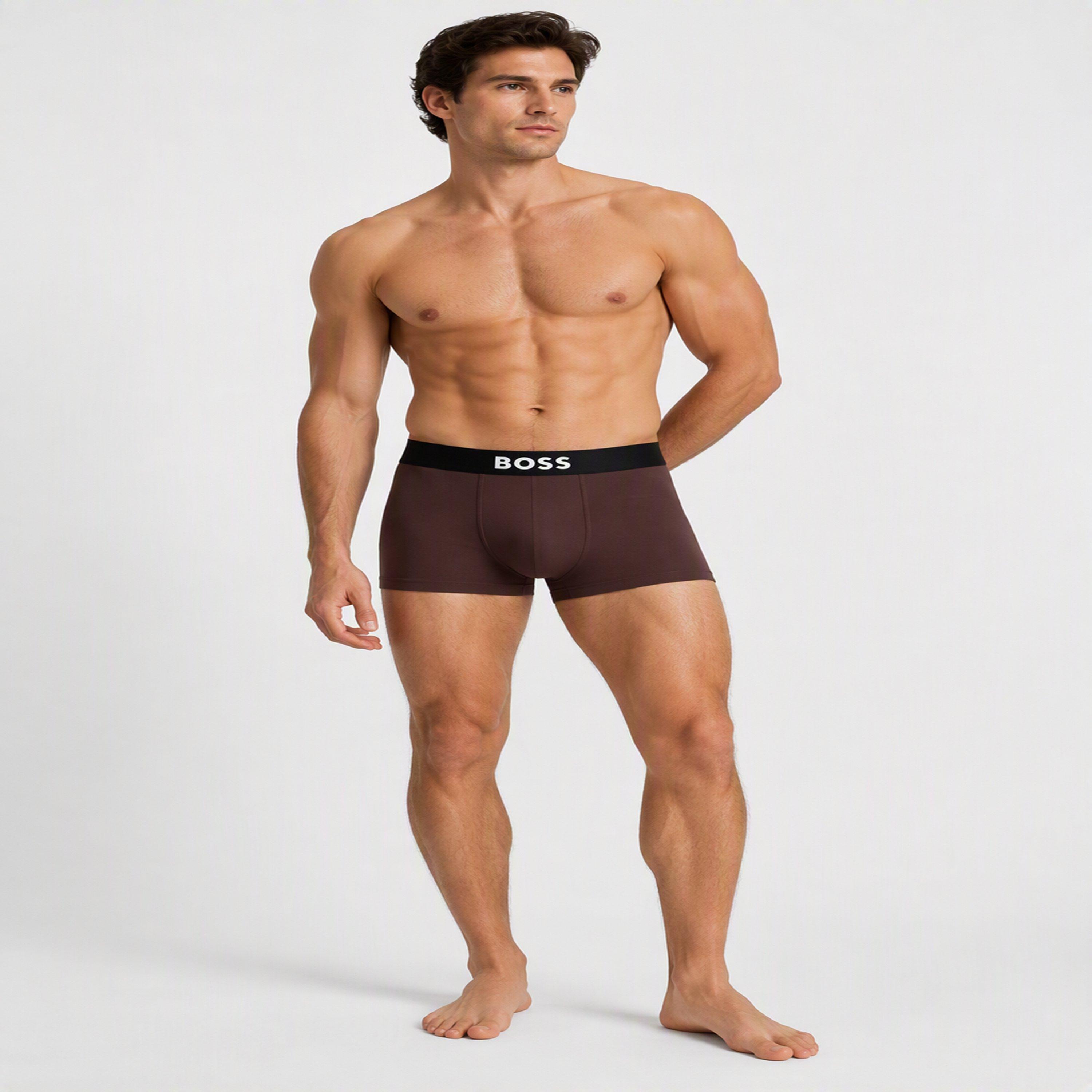 Blk/Blu/Brn - Boss - Mens BOSS 3 Pack Trunks Underwear with Logo Waistband Detail - 5