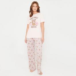 Linea Coffee Wide Leg Cotton Pyjama Set