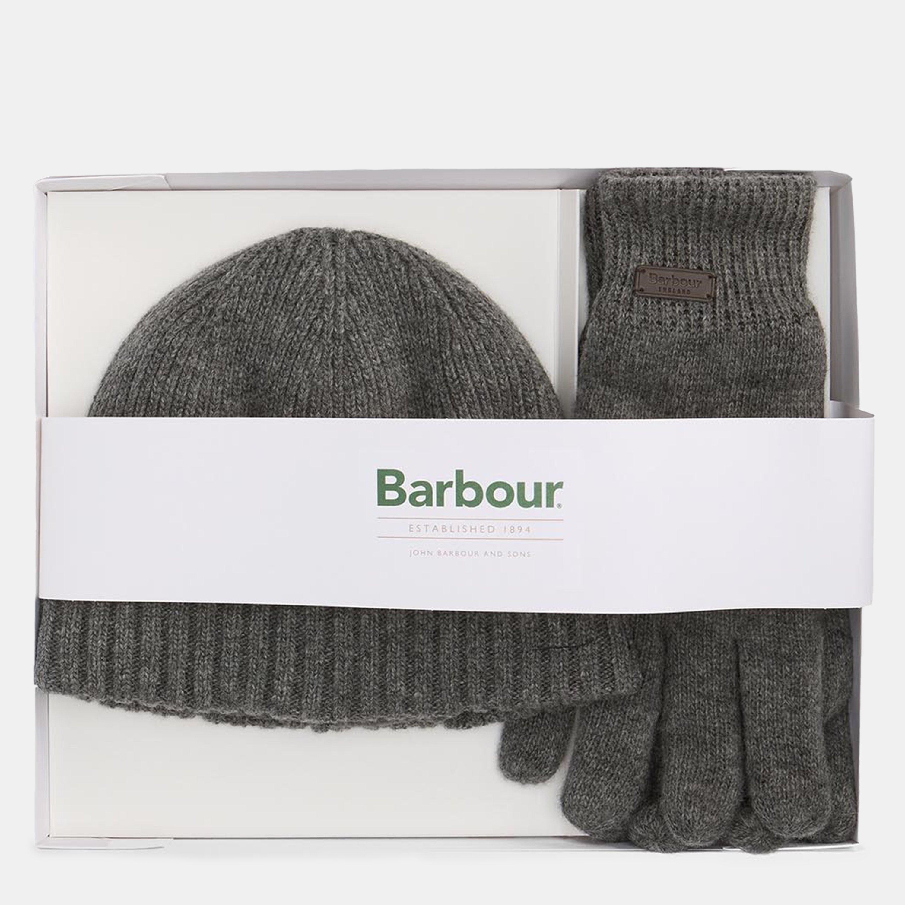 Grey - Barbour - Carlton Wool Mix Beanie and Gloves Gift Set - 3