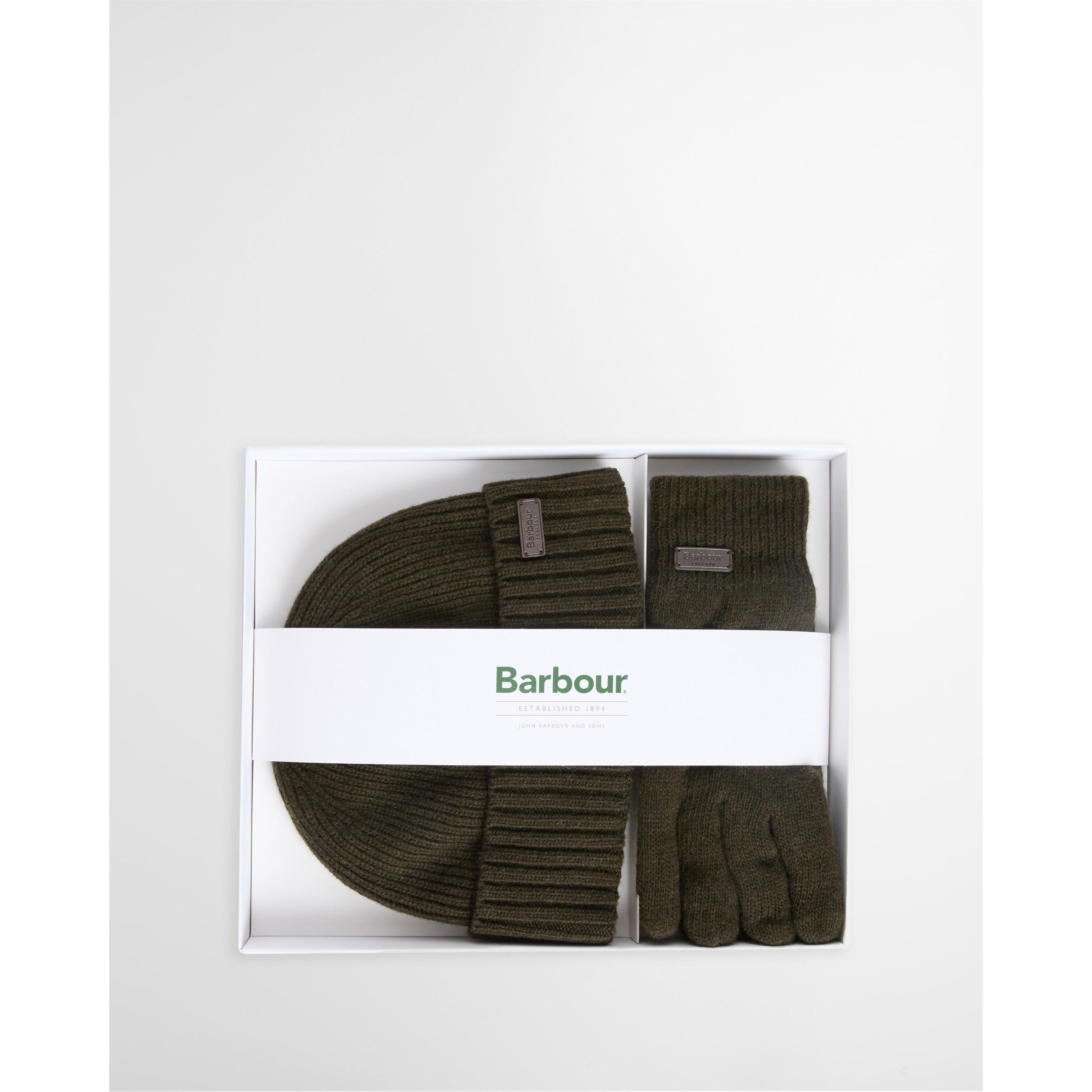 Dark Green - Barbour - Carlton Wool Mix Beanie and Gloves Gift Set - 6