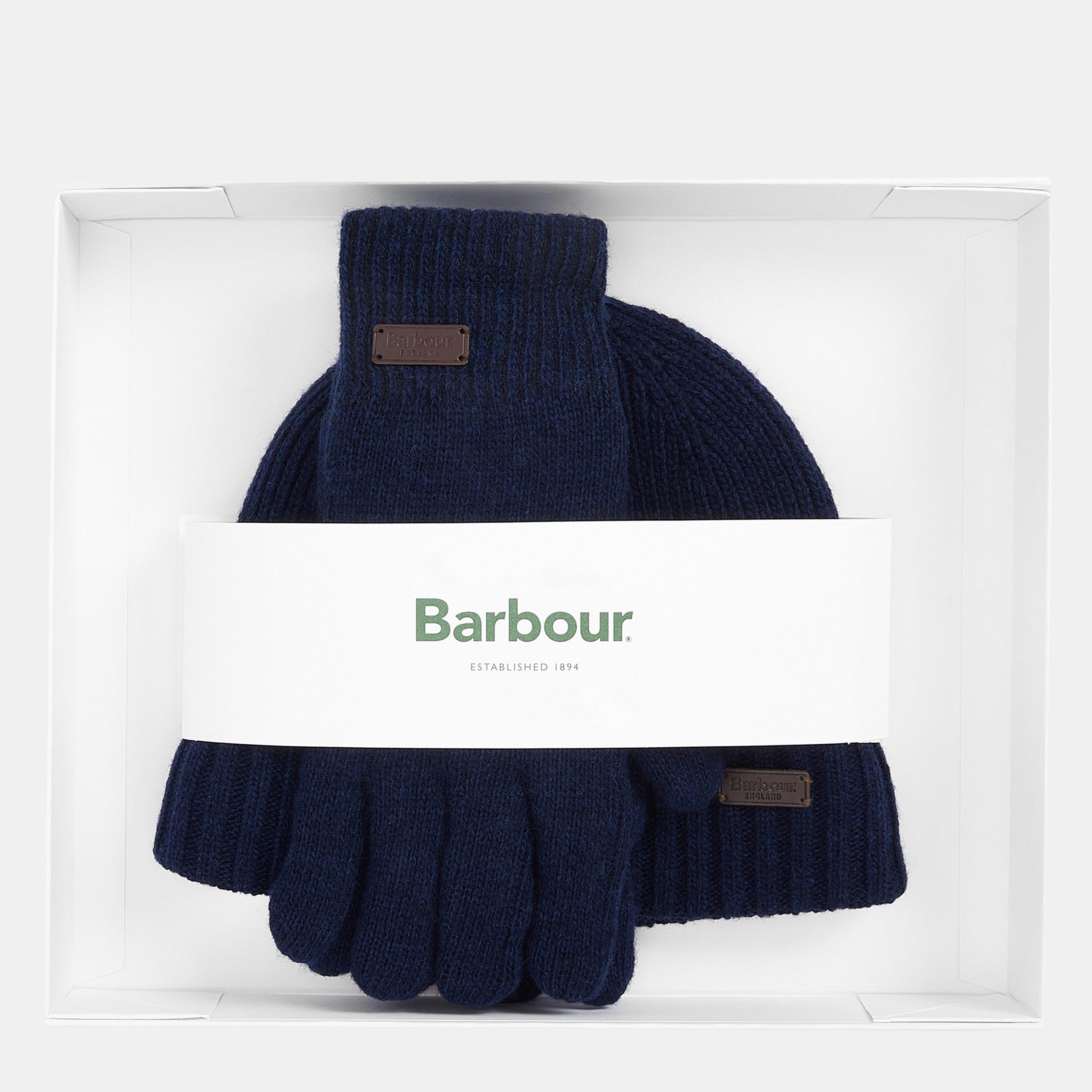Navy - Barbour - Carlton Wool Mix Beanie and Gloves Gift Set - 6