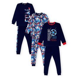 Firetrap Kids Boys Football 3 Pack Pyjama Set