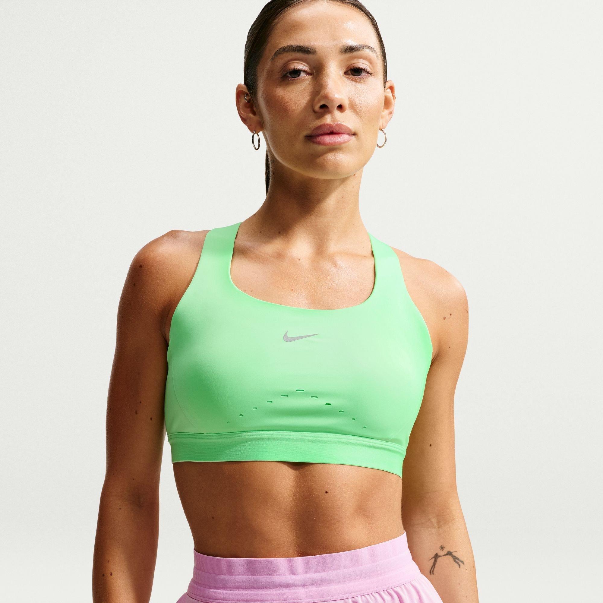 Nike Women's Swoosh High Support Padded Adjustable Sports Bra - Illusion Green - XL C-E