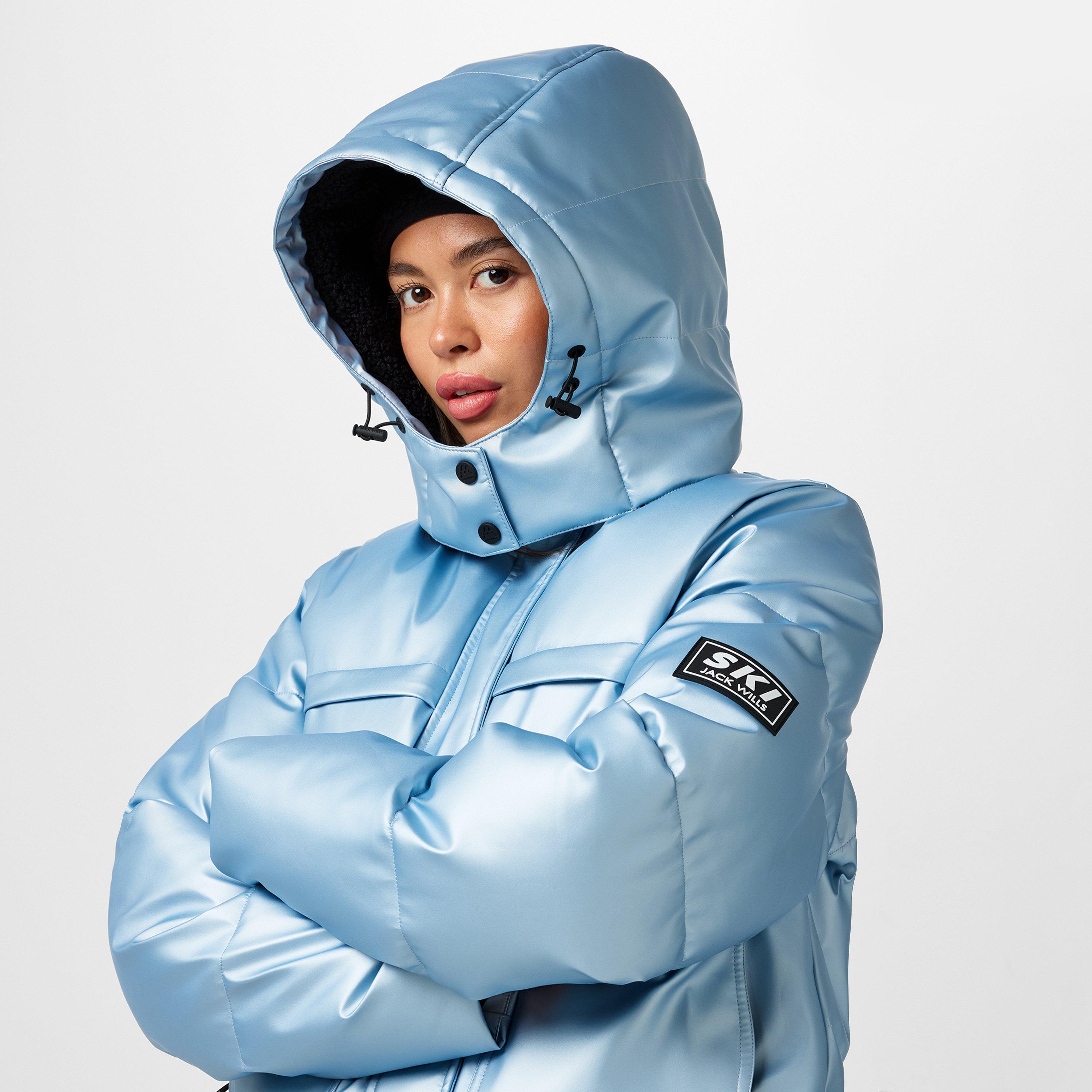 Metallic Blue - Jack Wills - Women's JW Cropped Puffer Insulated Ski Jacket - 3