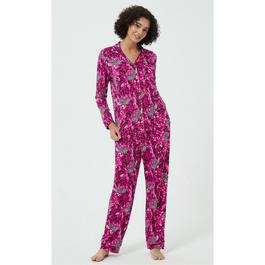 Linea Ladies Leopard Soft Touch Button Through Pyjama Set