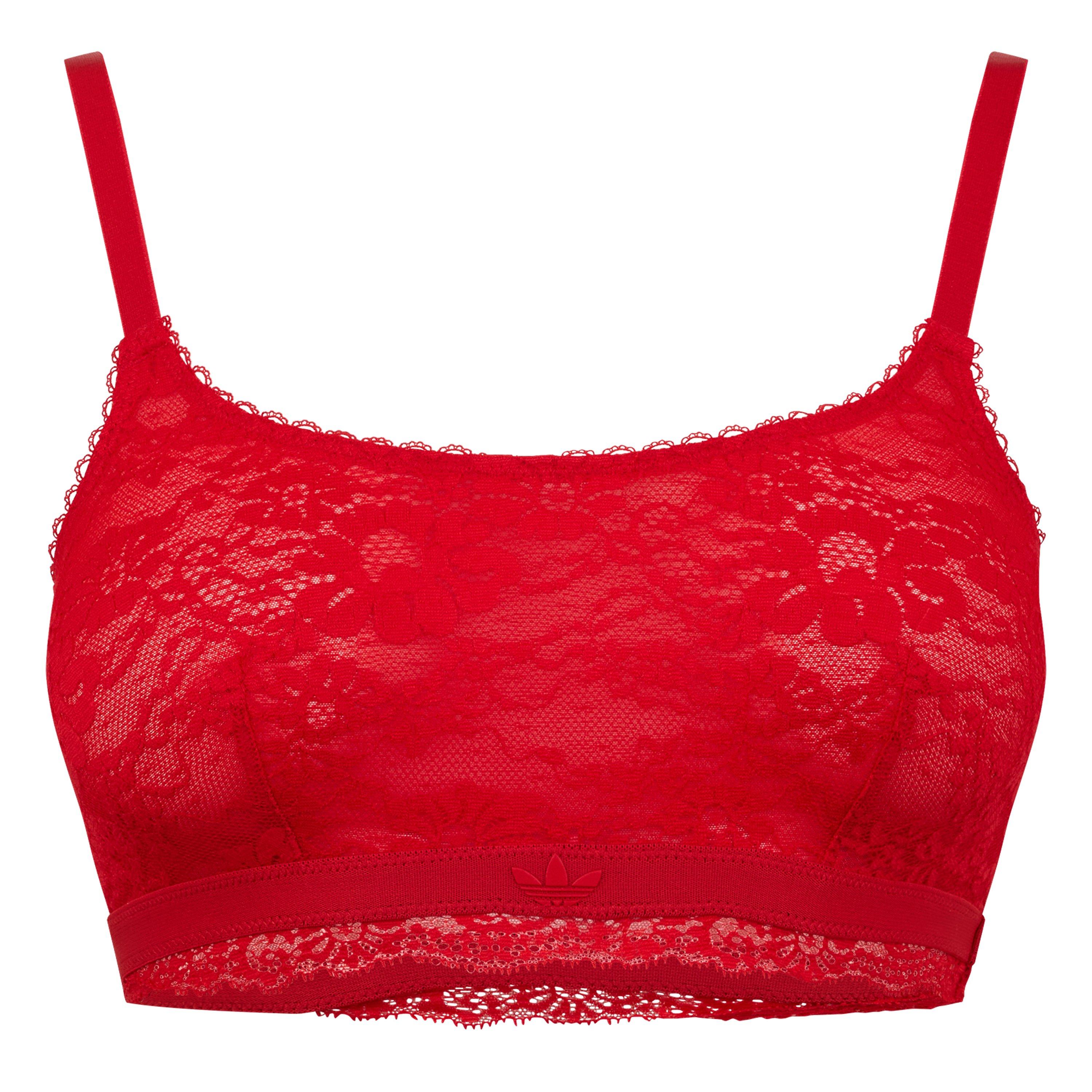 Red - adidas Originals - Lace Bralette With Rubber Sealed Logo Front - 1