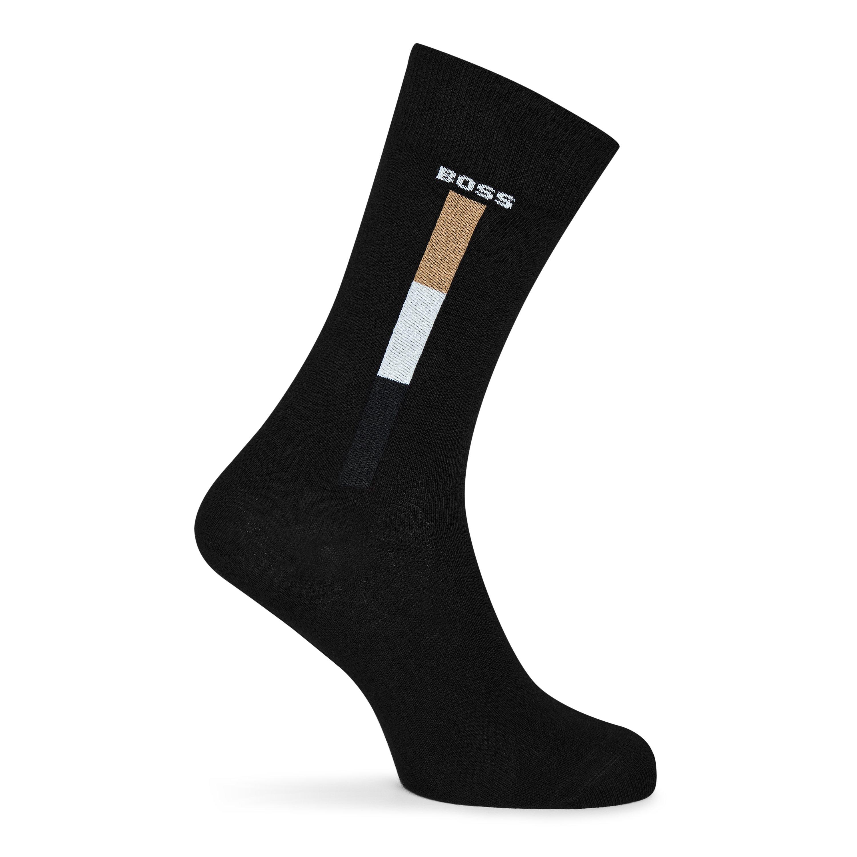 Black 001 - Boss - Men's Iconic Stripe Crew Socks - 2