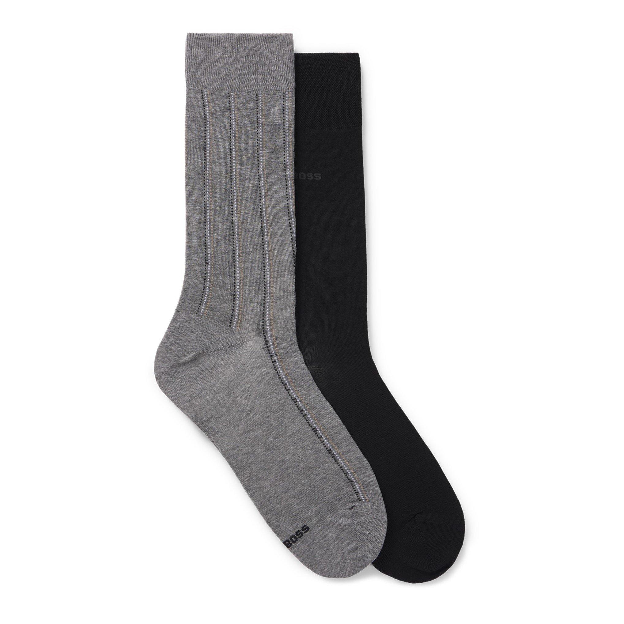 Medium Grey 031 - Boss - Men's Pinstripe Crew Socks - 1