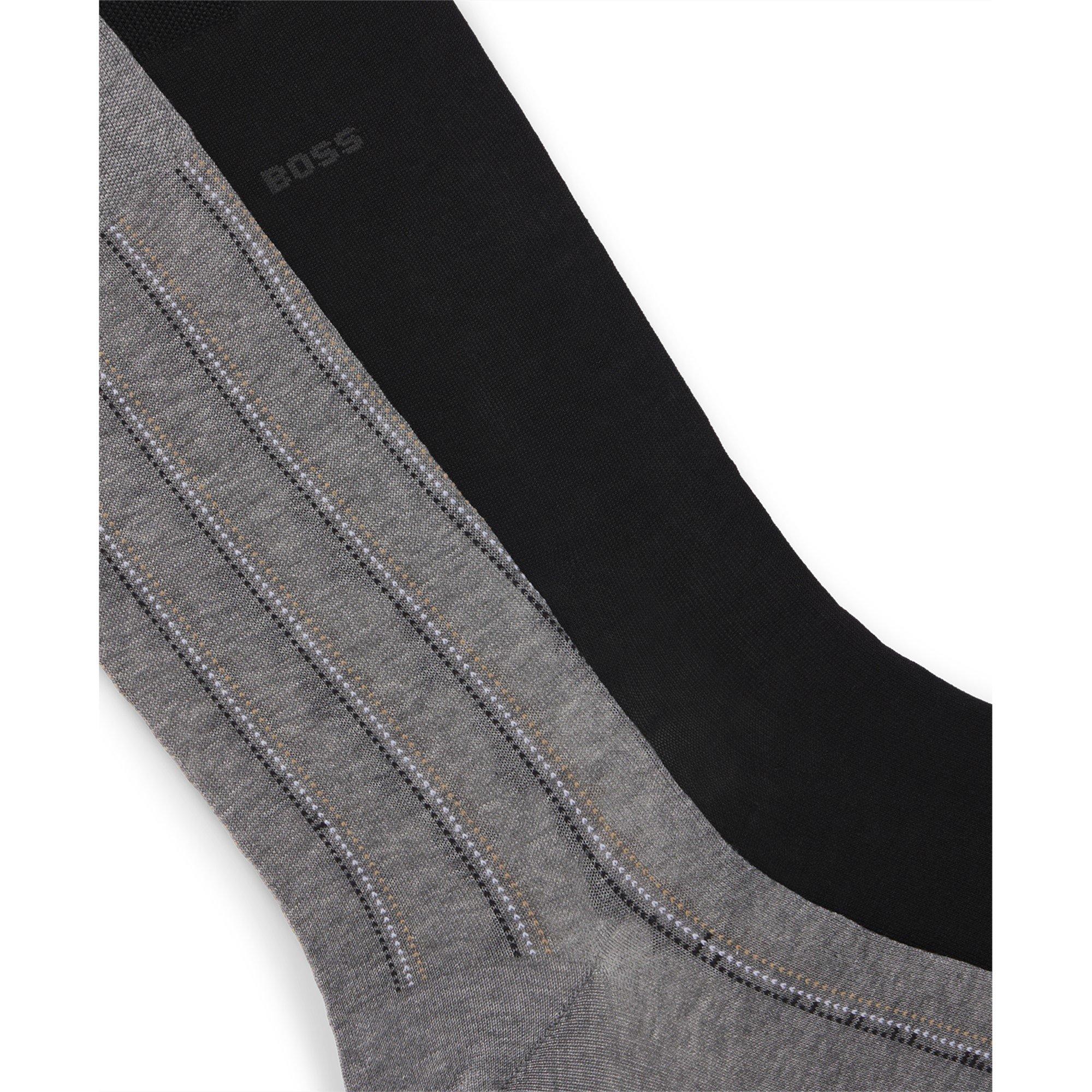 Medium Grey 031 - Boss - Men's Pinstripe Crew Socks - 2