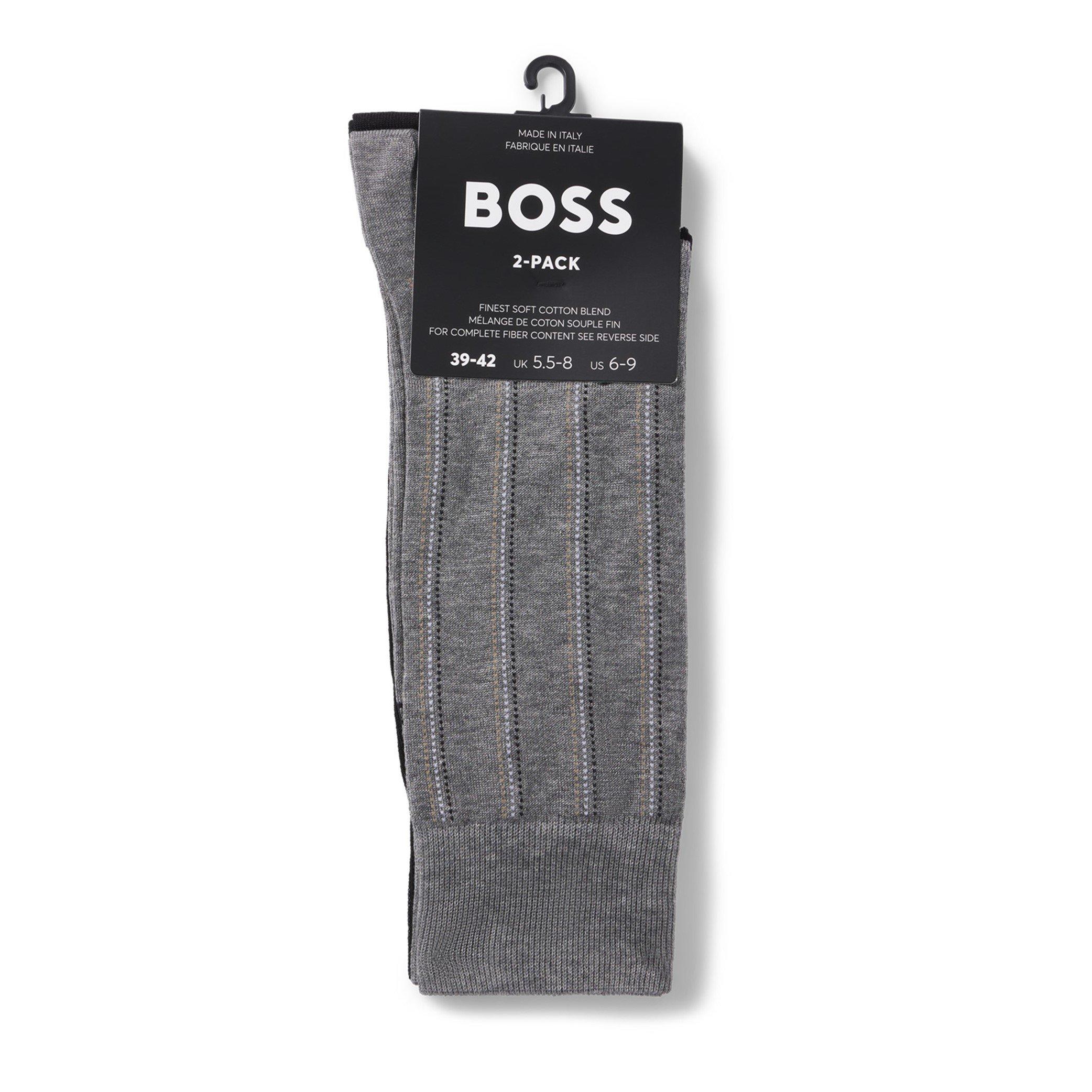 Medium Grey 031 - Boss - Men's Pinstripe Crew Socks - 3