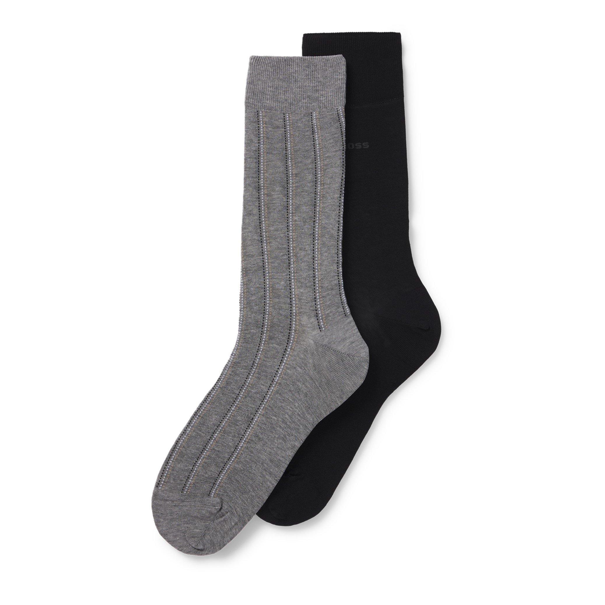 Medium Grey 031 - Boss - Men's Pinstripe Crew Socks - 4