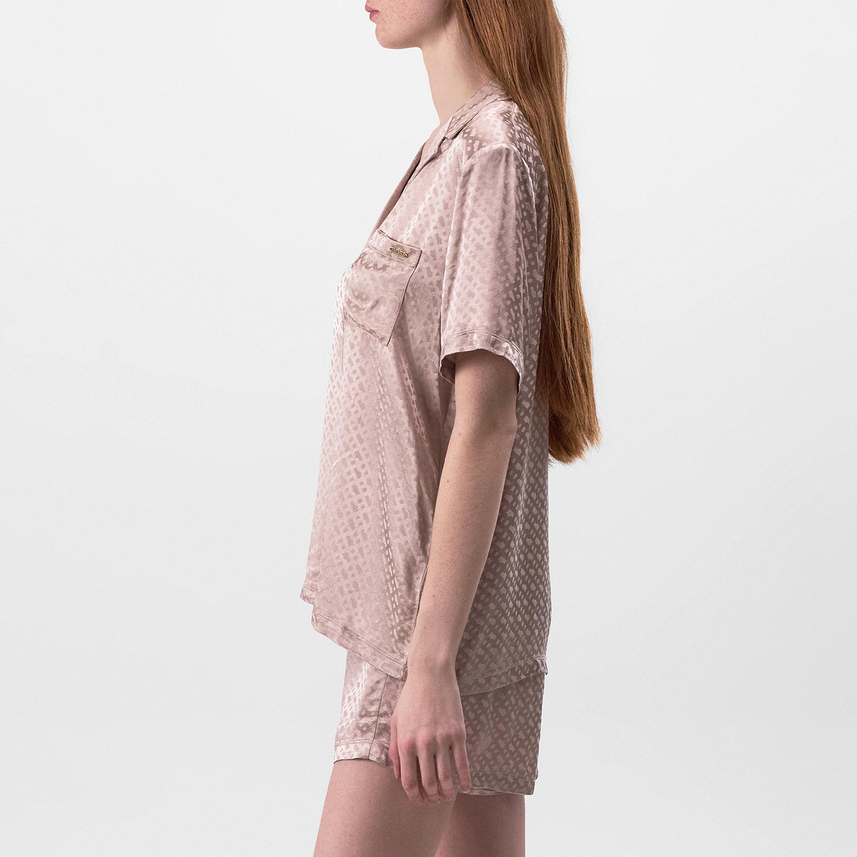 Light Beige - Boss - Women's BW Mono Monogram Pyjama Shirt Set - 2