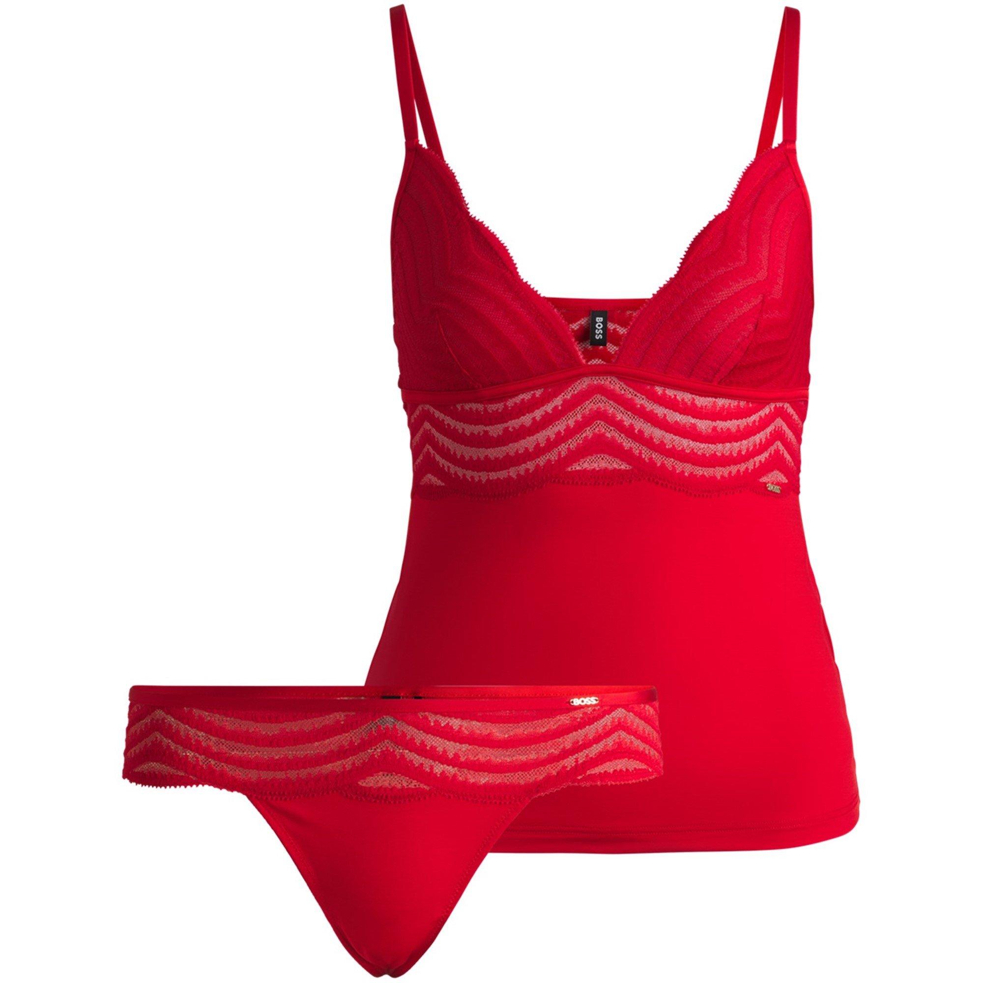 Bright Red - Boss - Women's Vest and Thong Underwear Sets - 1