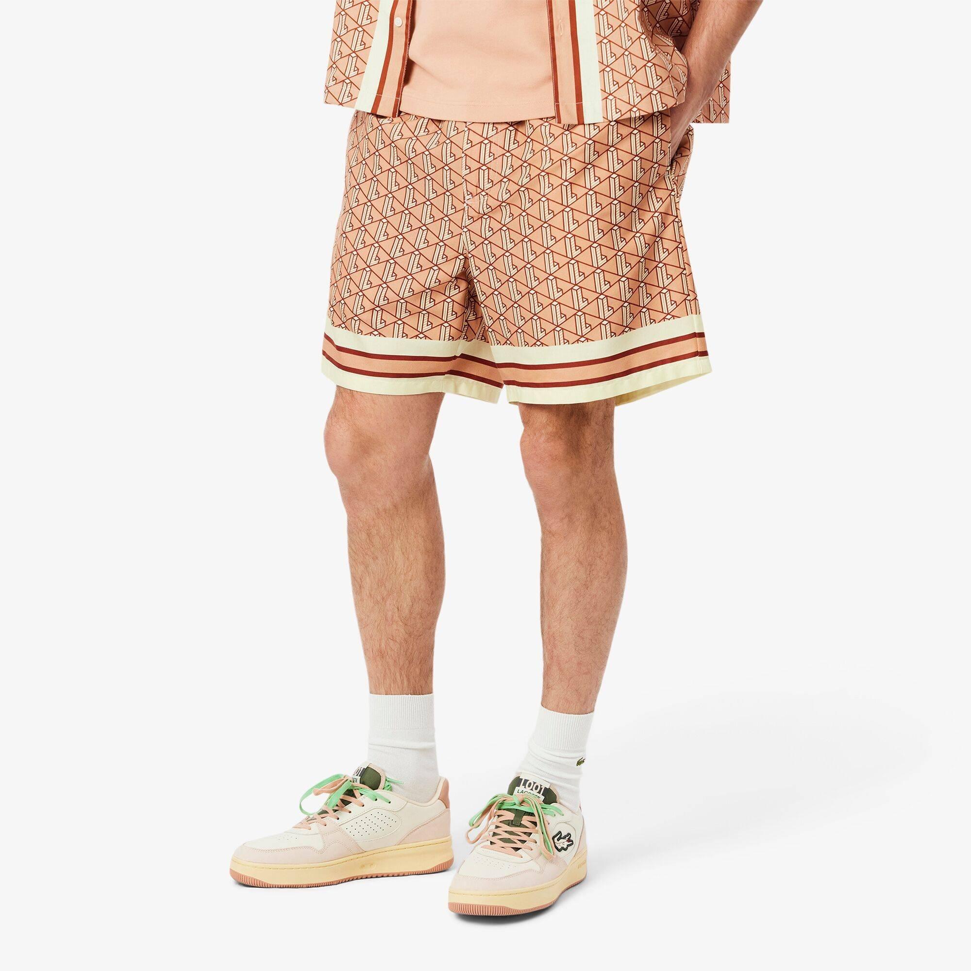 Latte F9I - Lacoste - Men's Printed Woven Tracksuit Shorts - 4