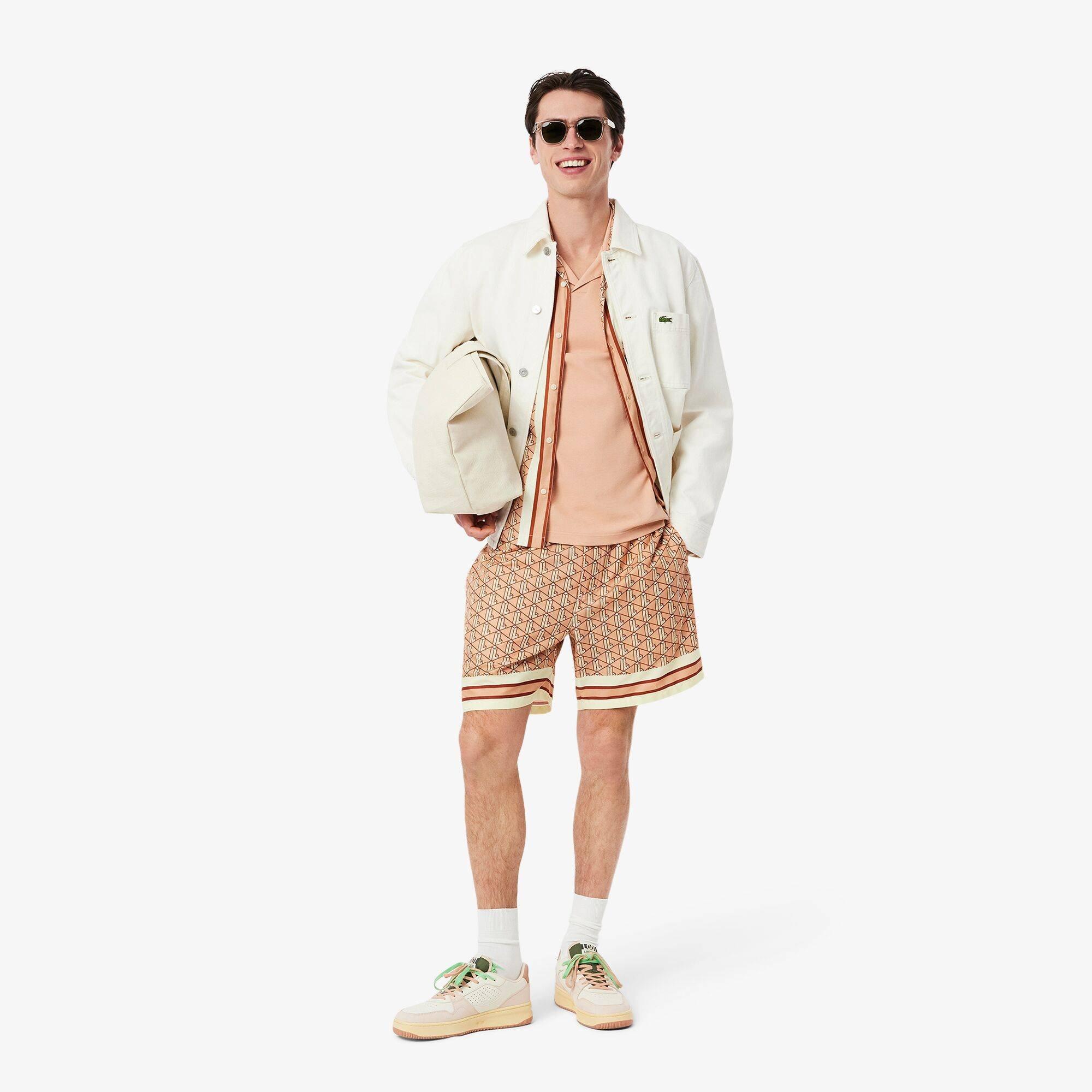 Latte F9I - Lacoste - Men's Printed Woven Tracksuit Shorts - 7