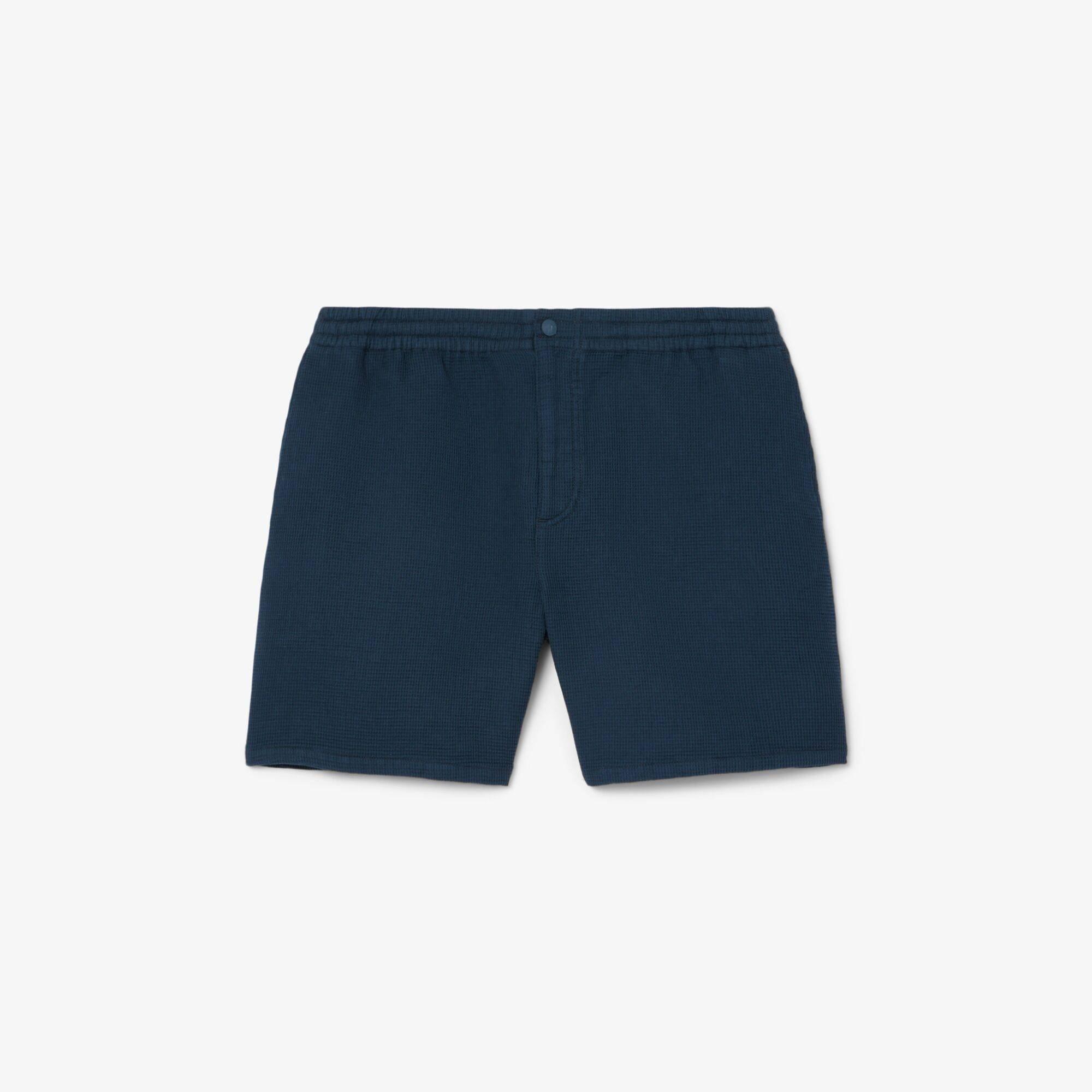 Navy C7Z - Lacoste - Men's Waffle Woven Tracksuit Shorts - 1