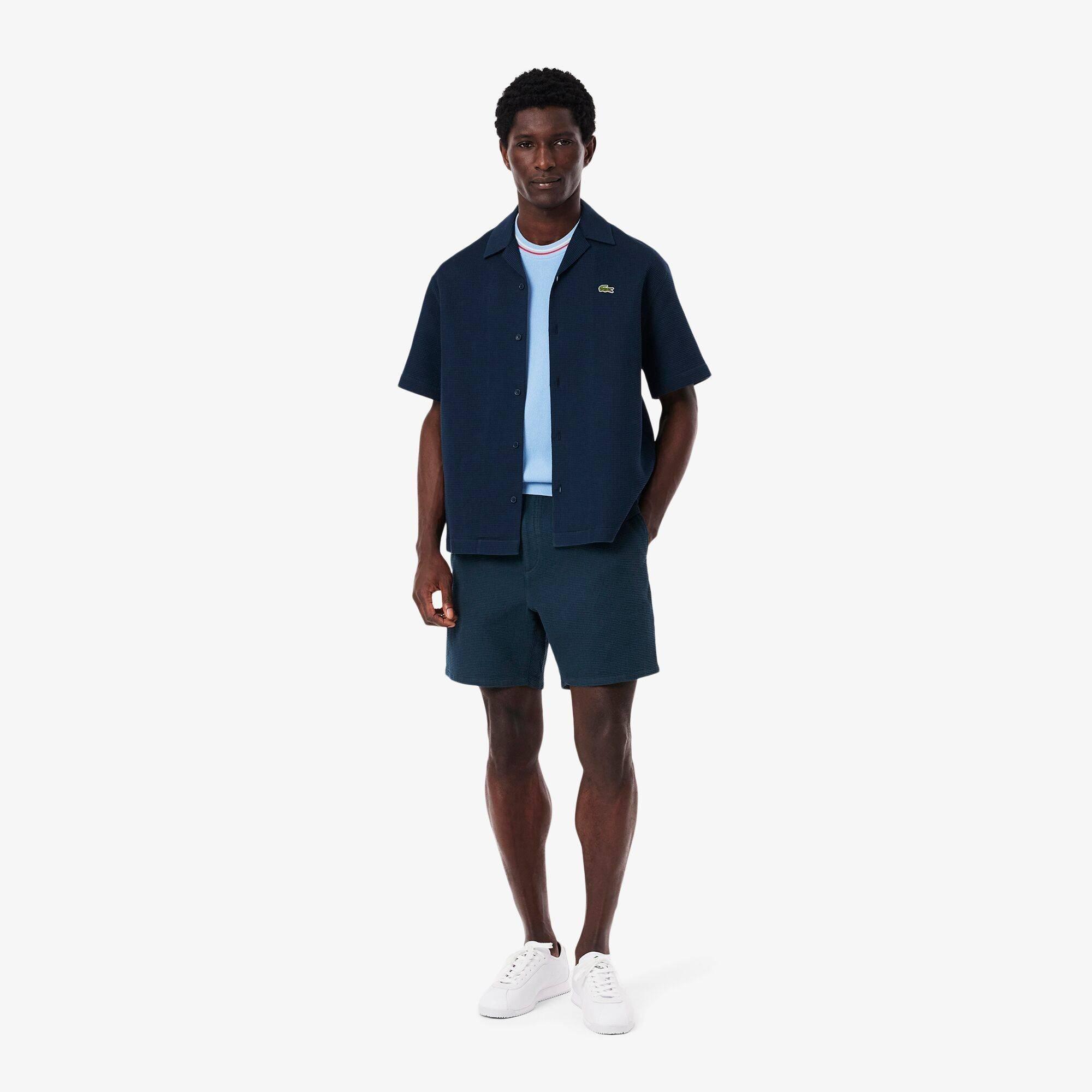 Marineblauw C7Z - Lacoste - Men's Waffle Woven Tracksuit Shorts - 8
