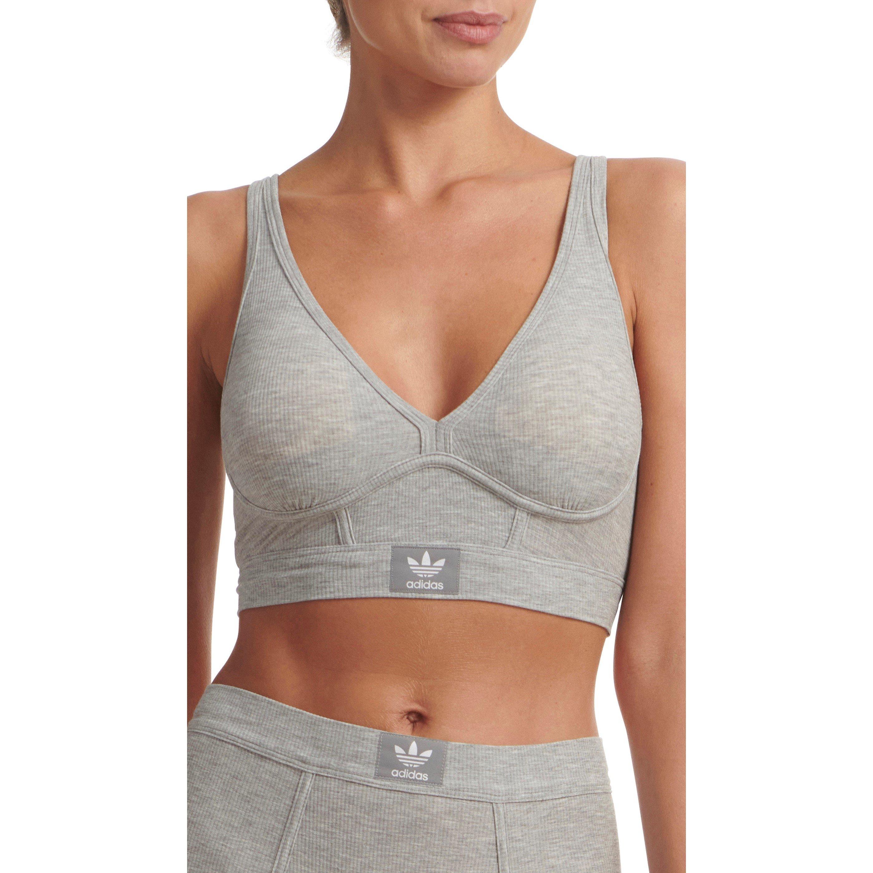 Heather Grey - adidas Originals - Adicolor Contempo Rib 2-2 Bralette - 2