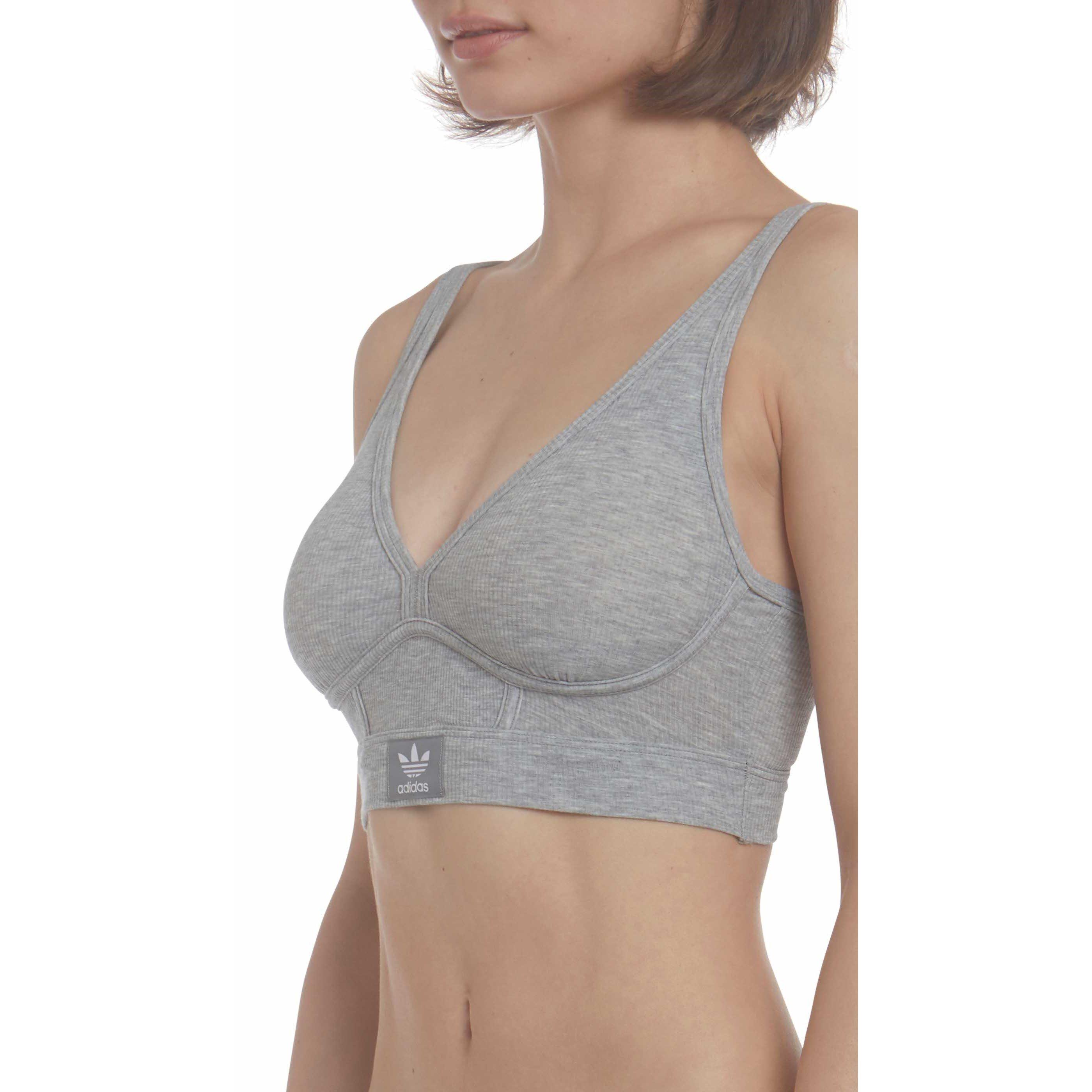 Heather Grey - adidas Originals - Adicolor Contempo Rib 2-2 Bralette - 3