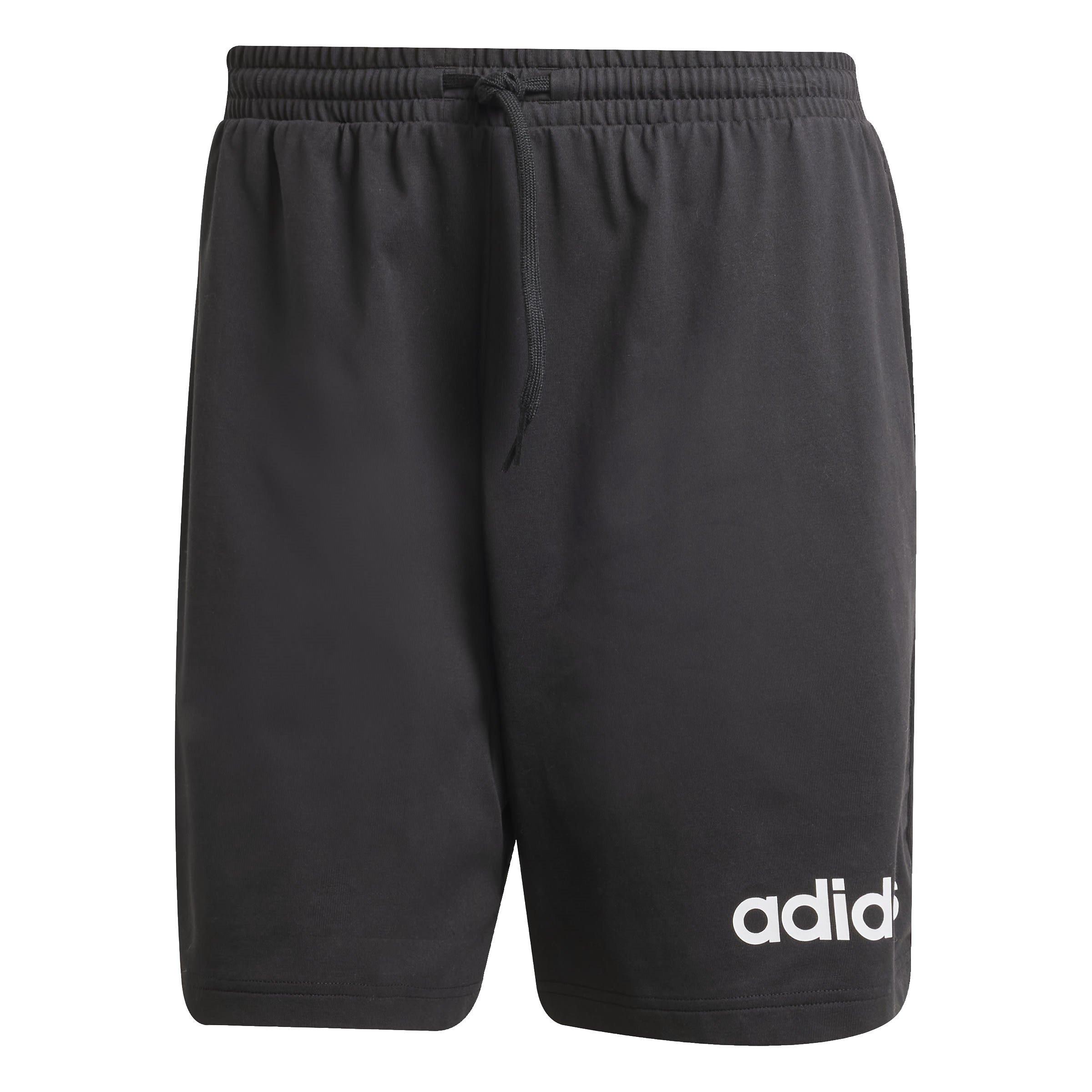 Adidas Men's Essentials Linear Single Jersey Shorts - Black/White - S