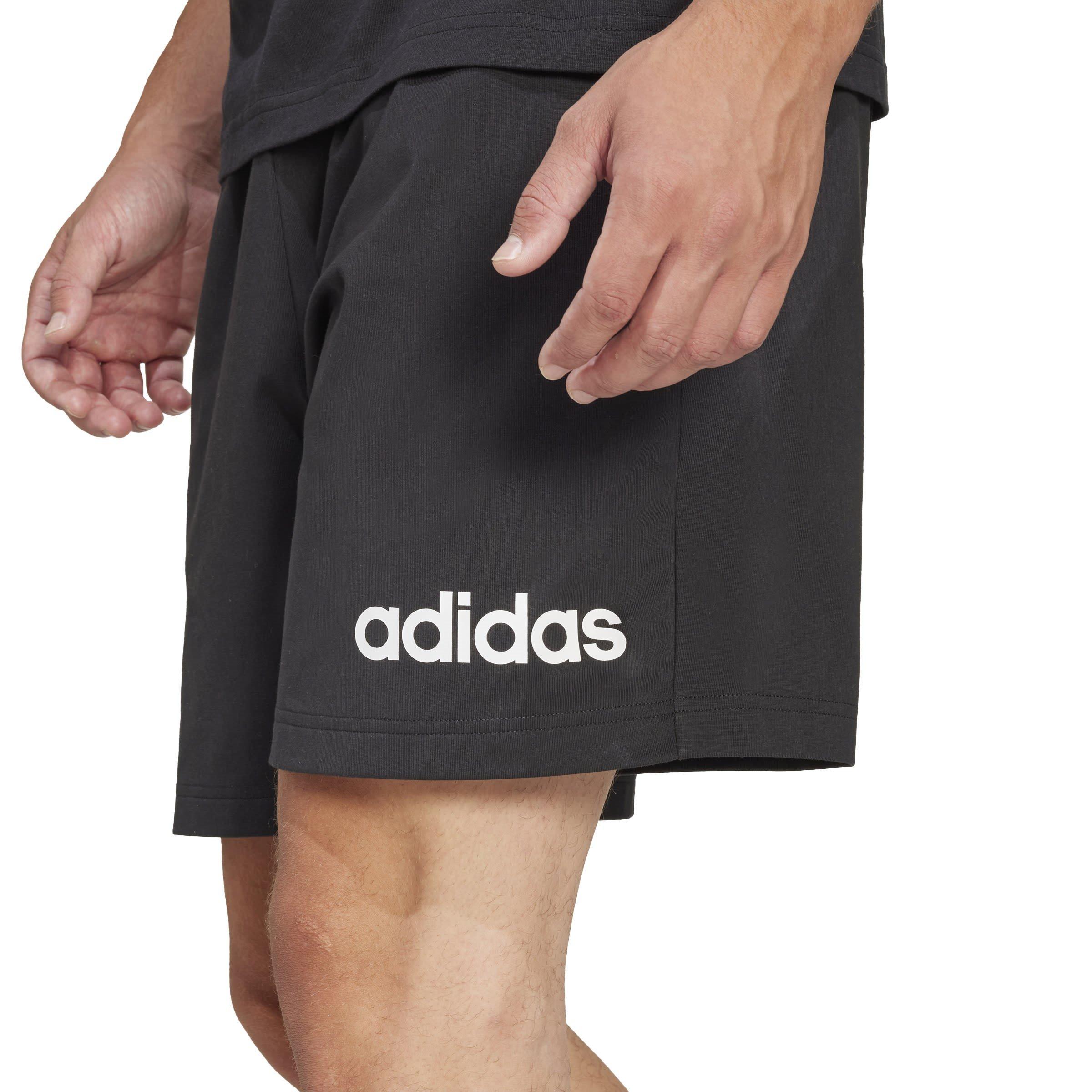Schwarz/Weiß - adidas - Essentials Linear Single Jersey Shorts Mens - 6
