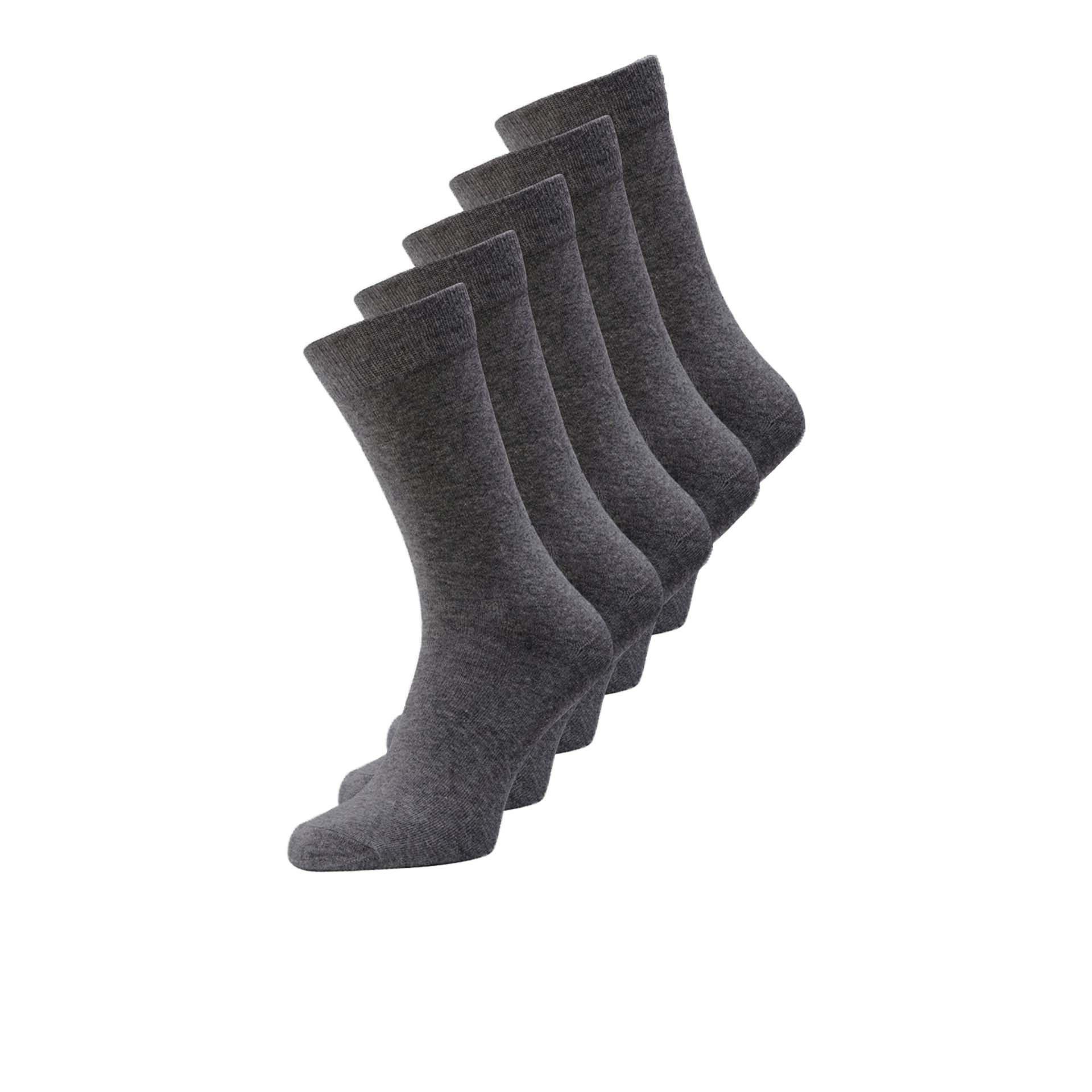 Jack And Jones Men's 5-Pack Jens Dress Socks - Dk Grey Melange - Mens 7-12