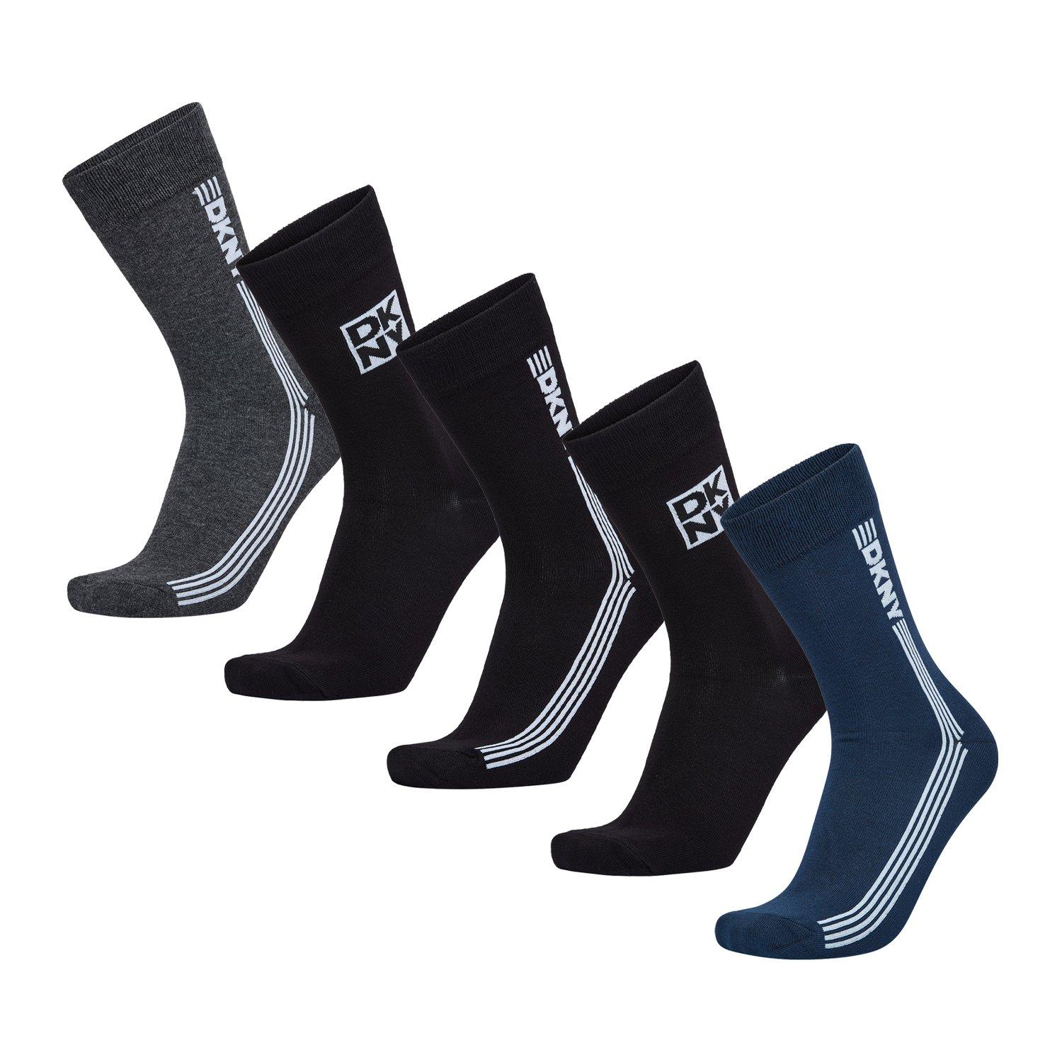 Black/Grey/Navy - DKNY - DKNY Mens 5 pack Socks Gem - 1
