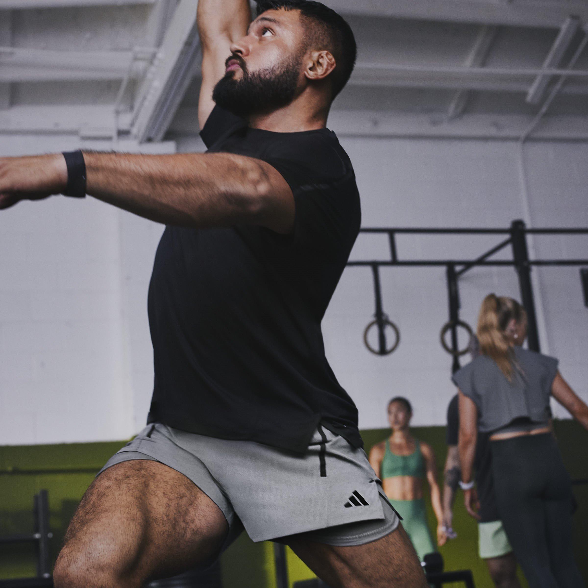 Gry Three/Blk - adidas - D4T Pro Series Adistrong Workout Shorts Mens - 7