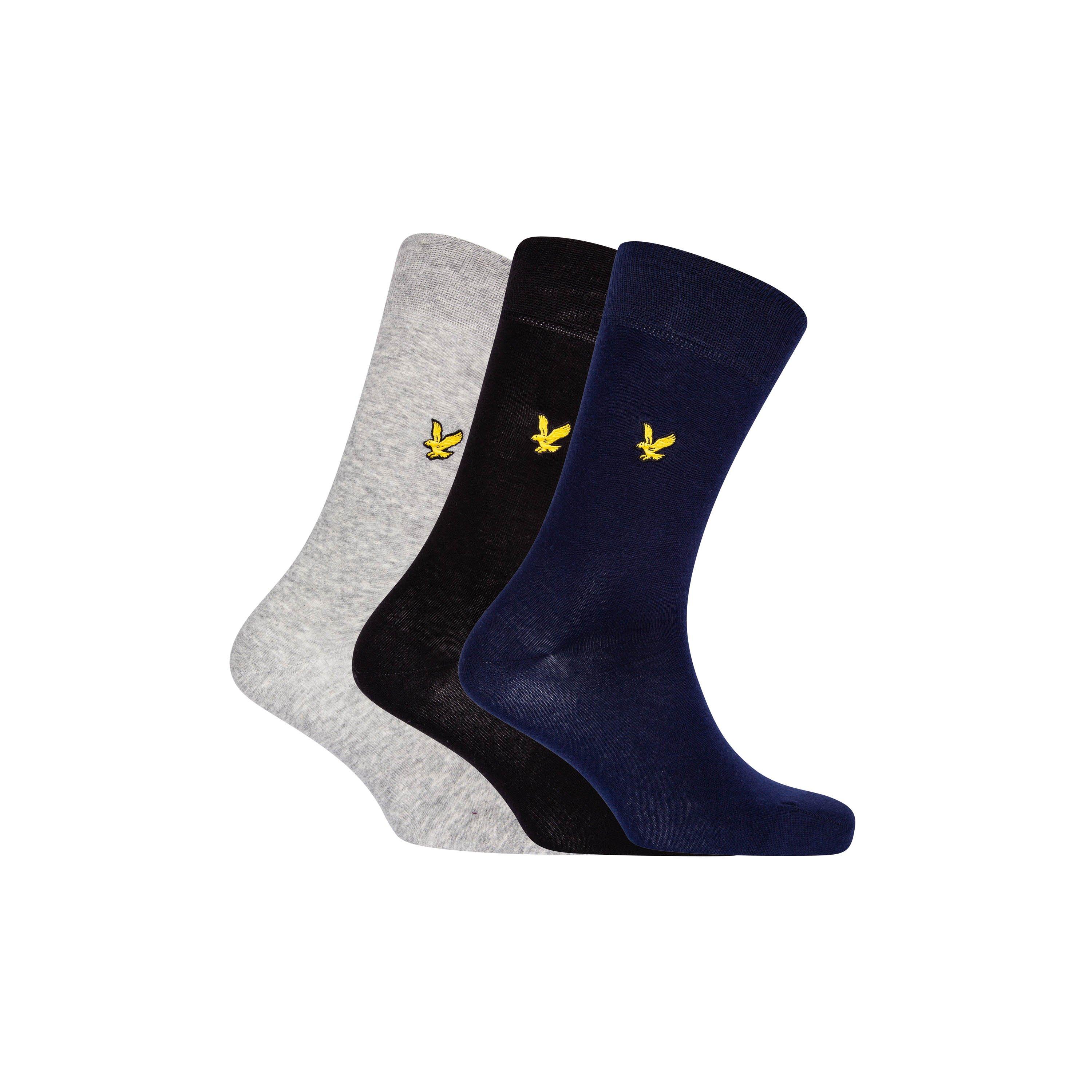 Lyle And Scott Men's Basic Crew Socks - Grey/Peact/Blck - Mens 7-11