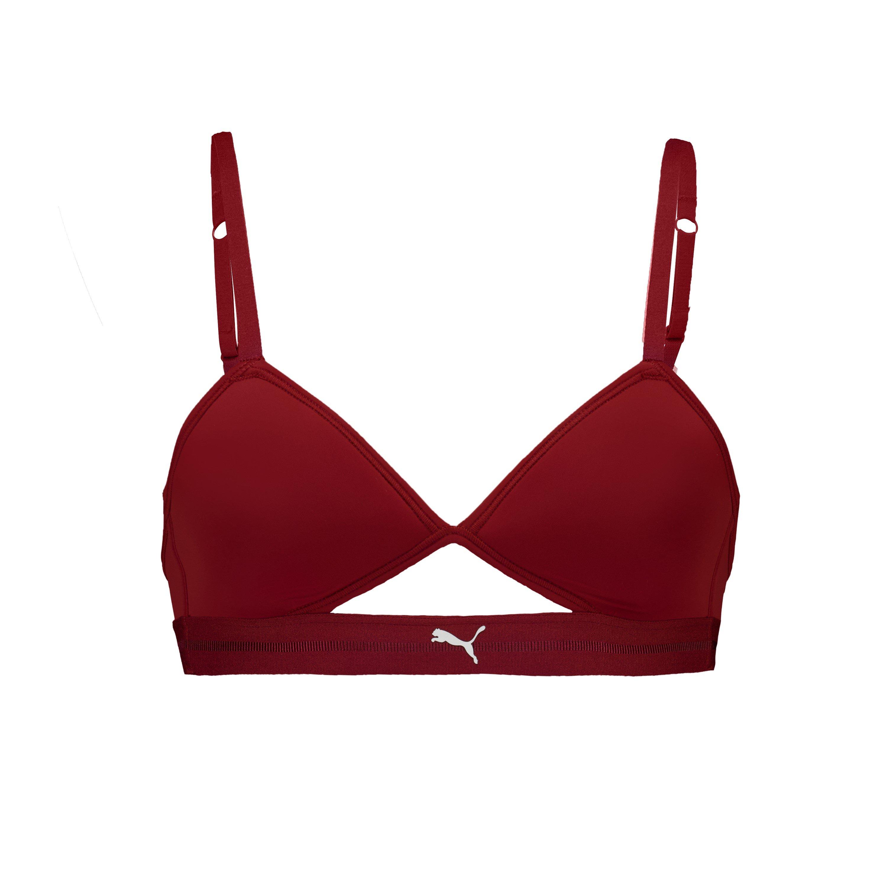 Puma Women's Peek A Boo Triangle Bralette - Burgundy - 8 (XS)