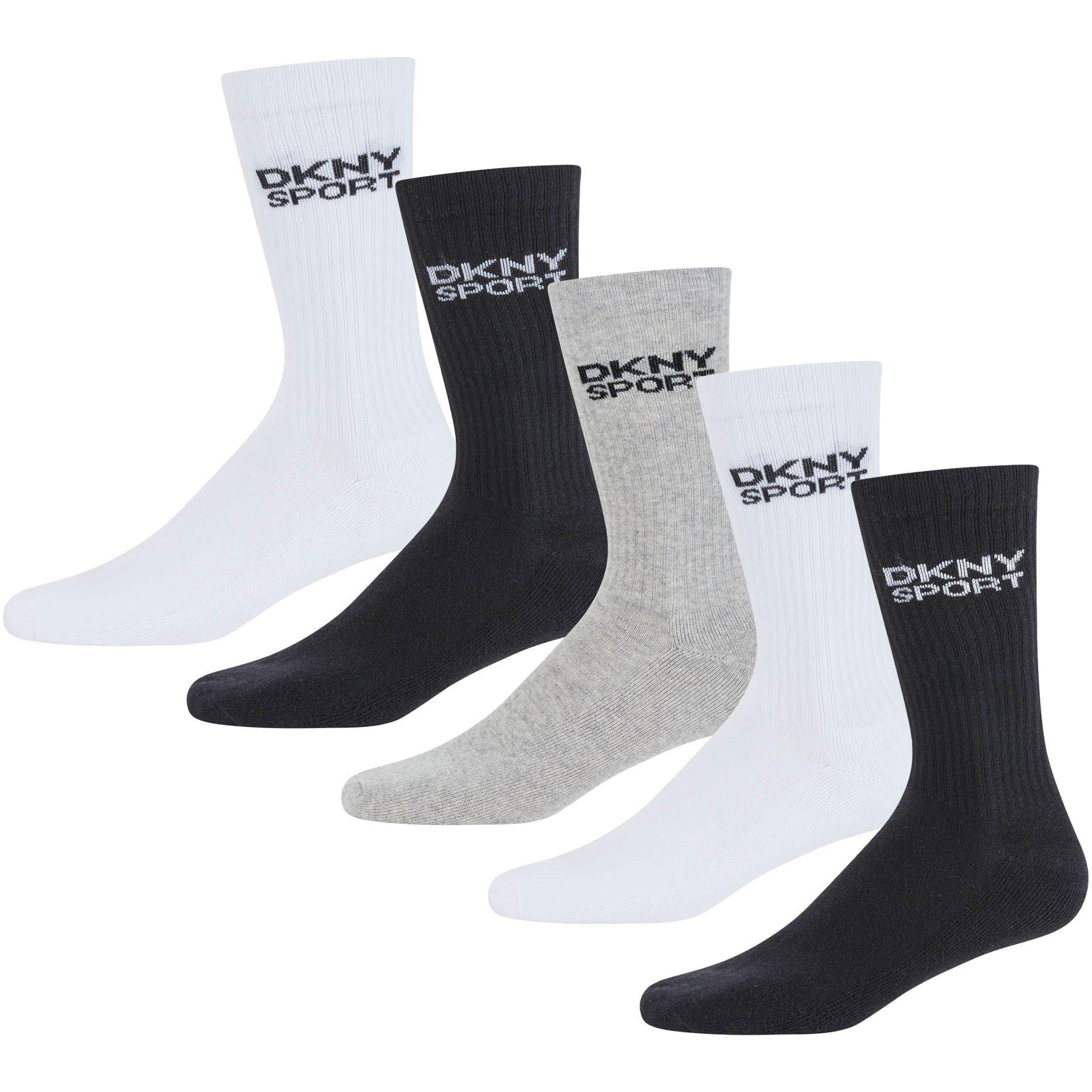 Schwarz/Weiß/Grau - DKNY - Mens 5 Pack Sport Socks Radde - 1