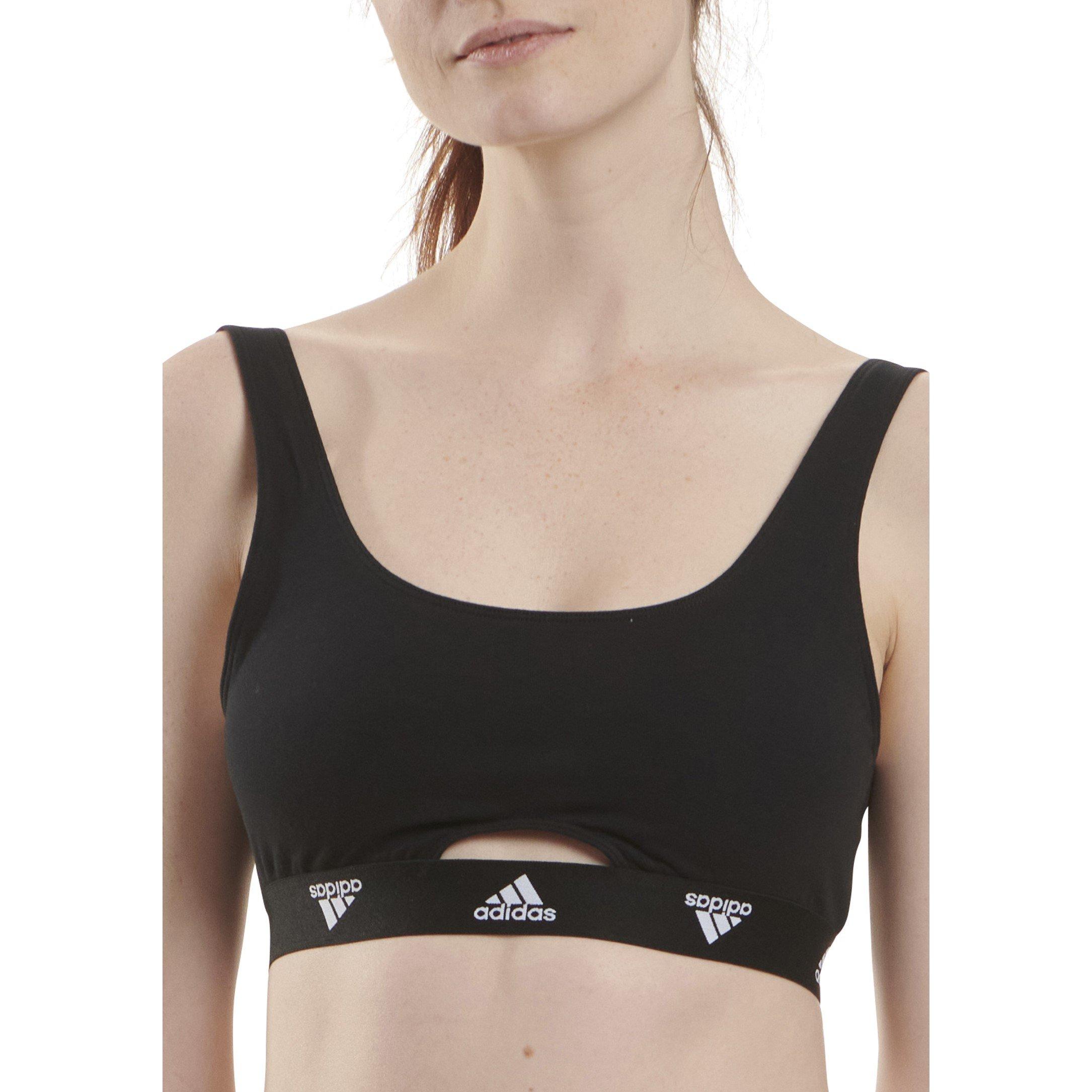 Black - adidas - Active Comfort Cotton Scoop Bralette - 2
