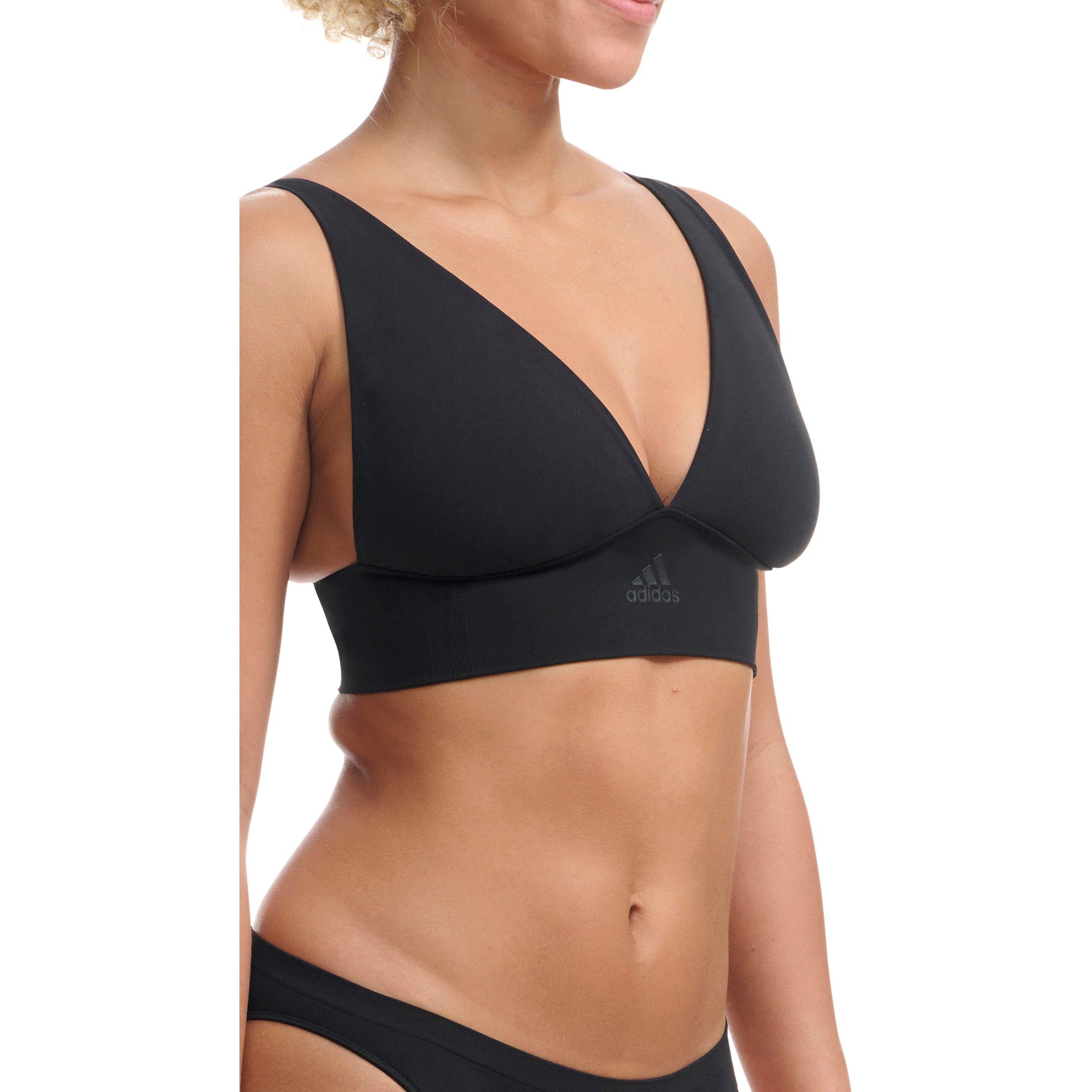 Zwart - adidas - Sport Active Seamless Micro Stretch Long Line Plunge Bra - 4