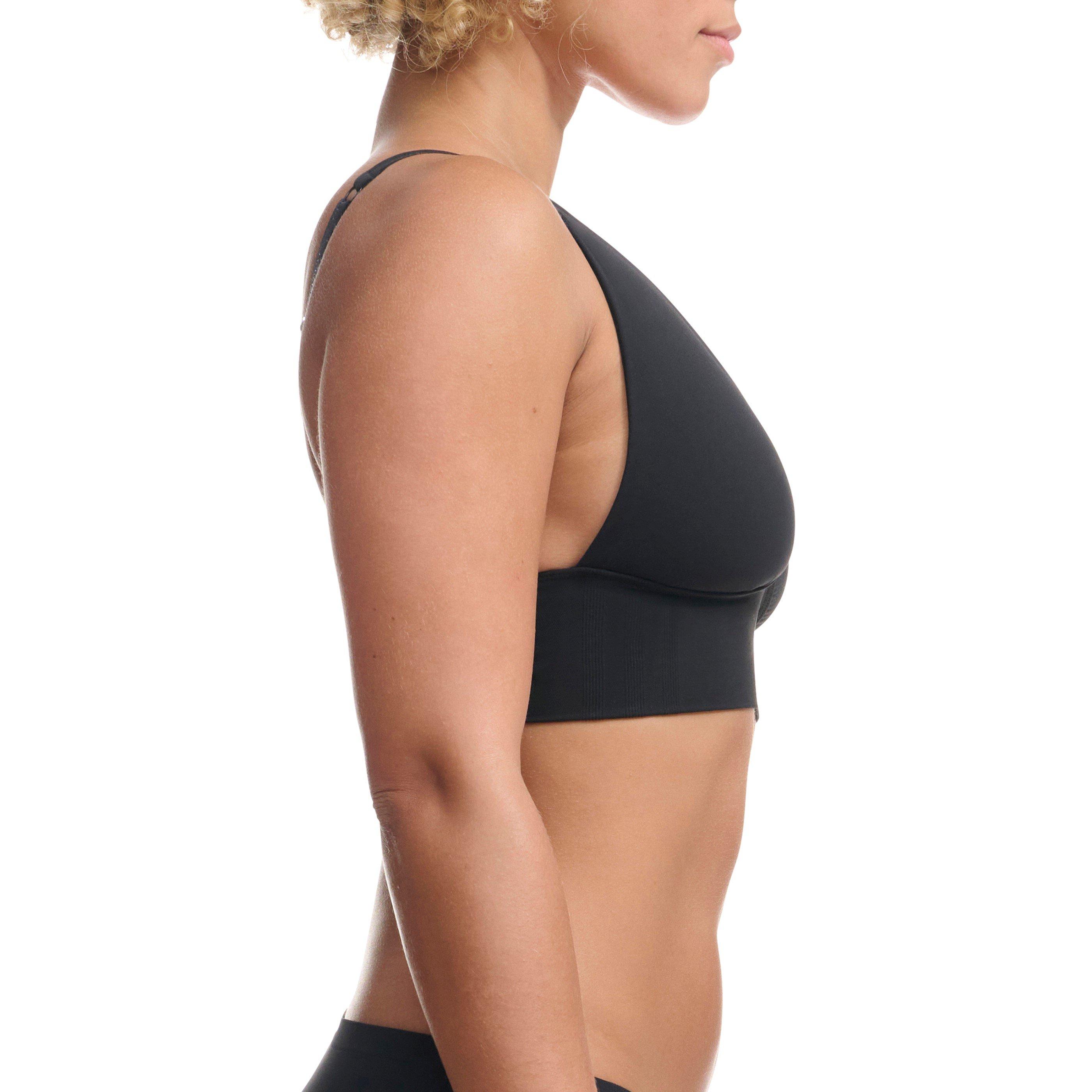Zwart - adidas - Sport Active Seamless Micro Stretch Long Line Plunge Bra - 5