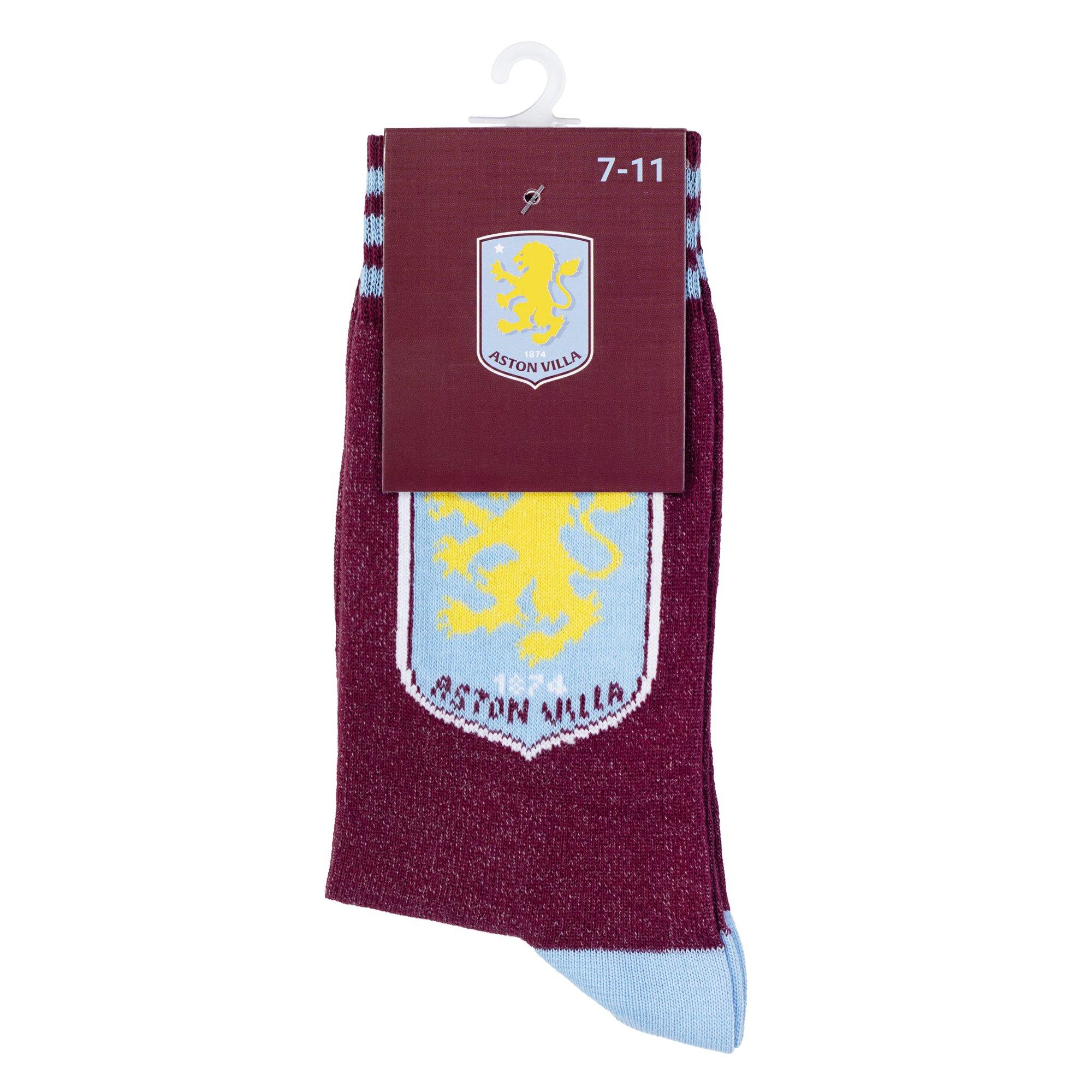 Aston Villa FC - Team - Aston Villa Officially Licensed Crest White Socks Size 7-11 Unisex - 2