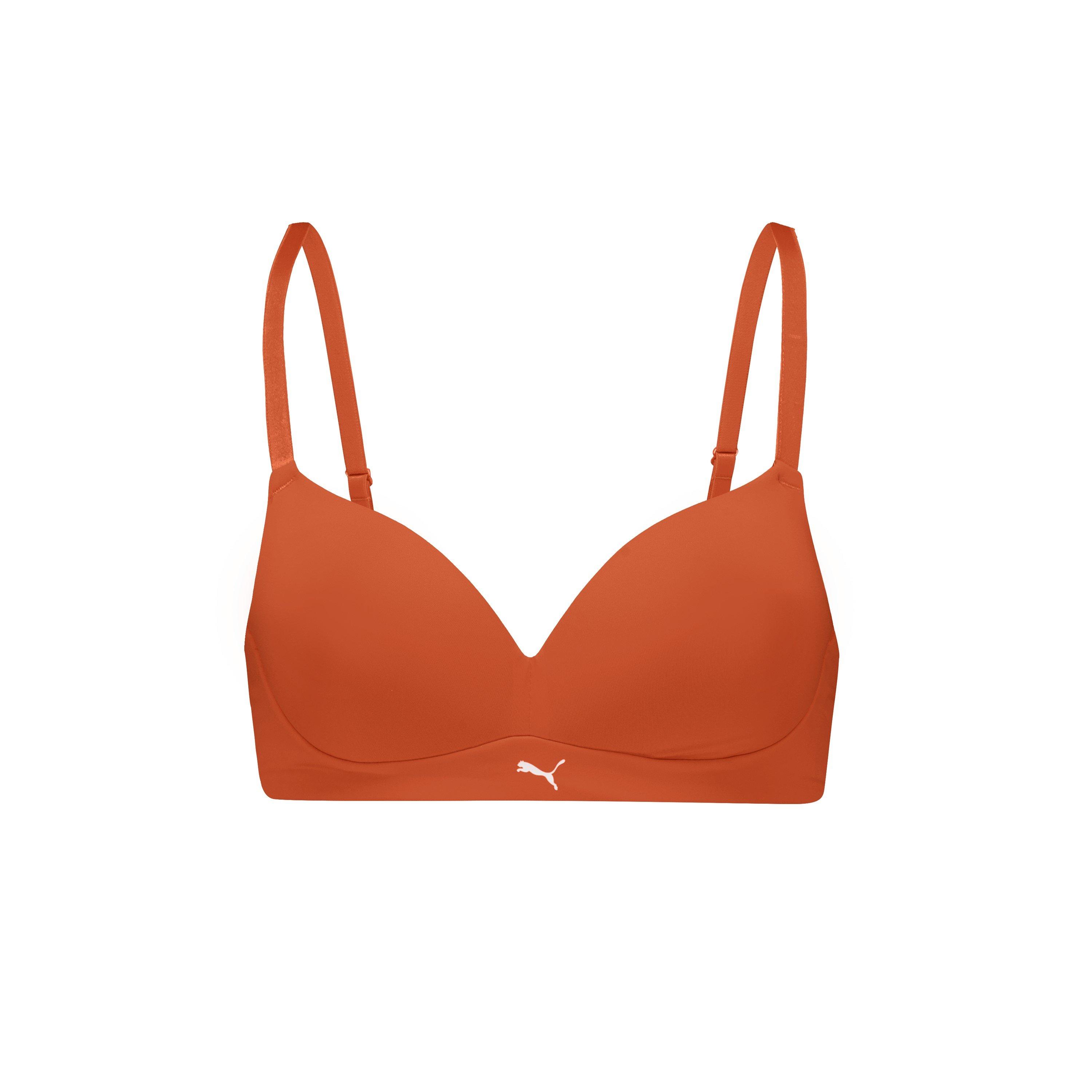 Puma Women's Soft Lightly Lined Bralette - Flame Orange - 34C