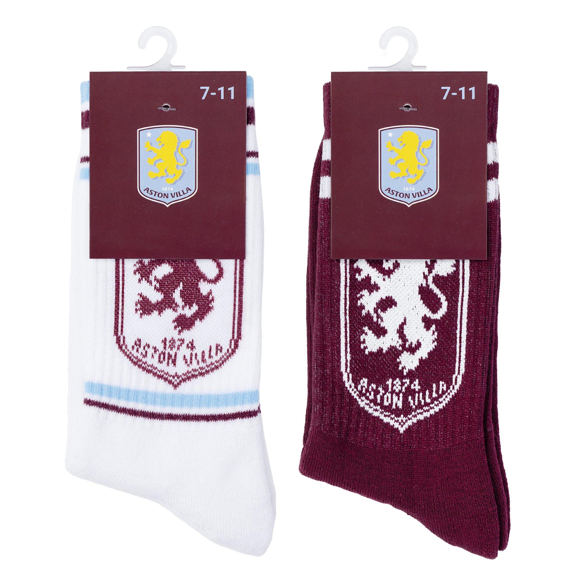 AVFC Crest - Team - Football Officially Licensed Socks 2-Pack Size 7-11 Unisex - 1
