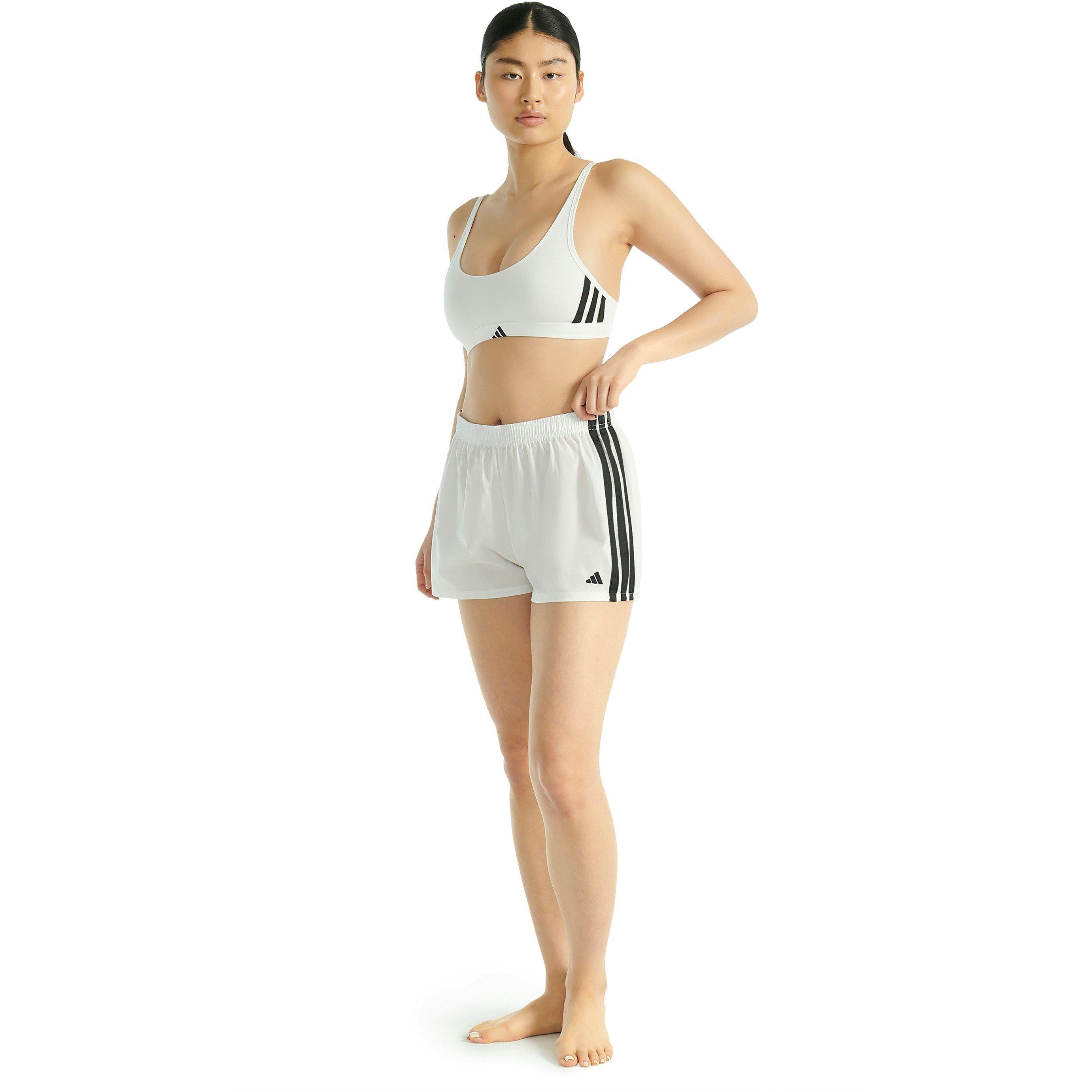 Adidas Women's Active Essentials Cotton 3-Stripes Scoop Bralette - White - 16 (XL)