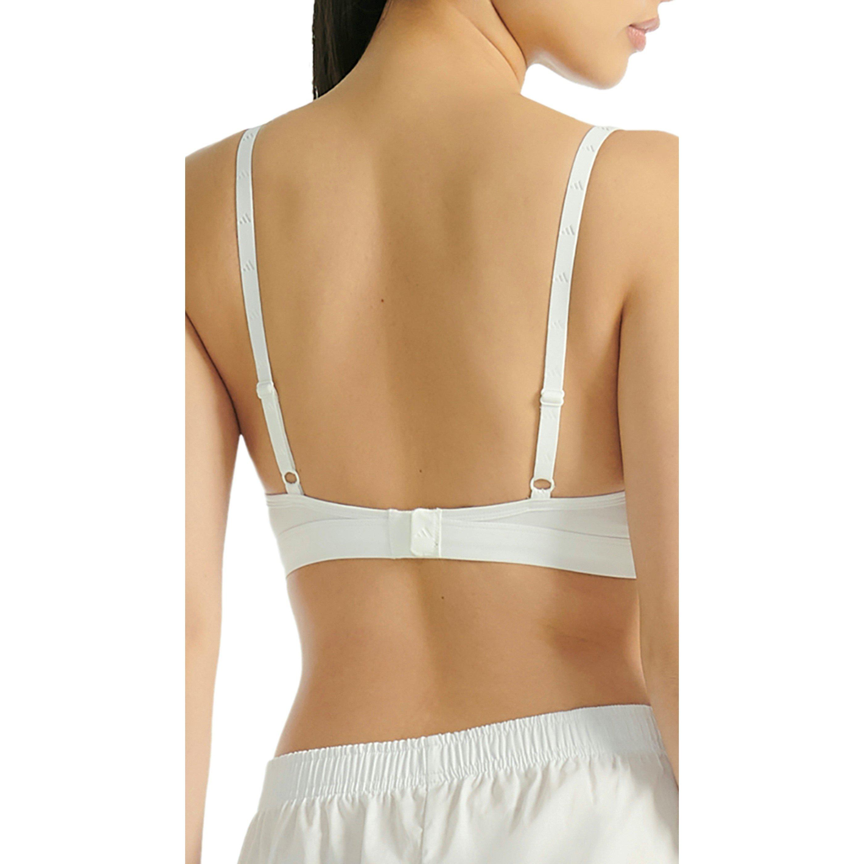 White - adidas - Active Essentials Cotton 3-Stripes Scoop Bralette - 4