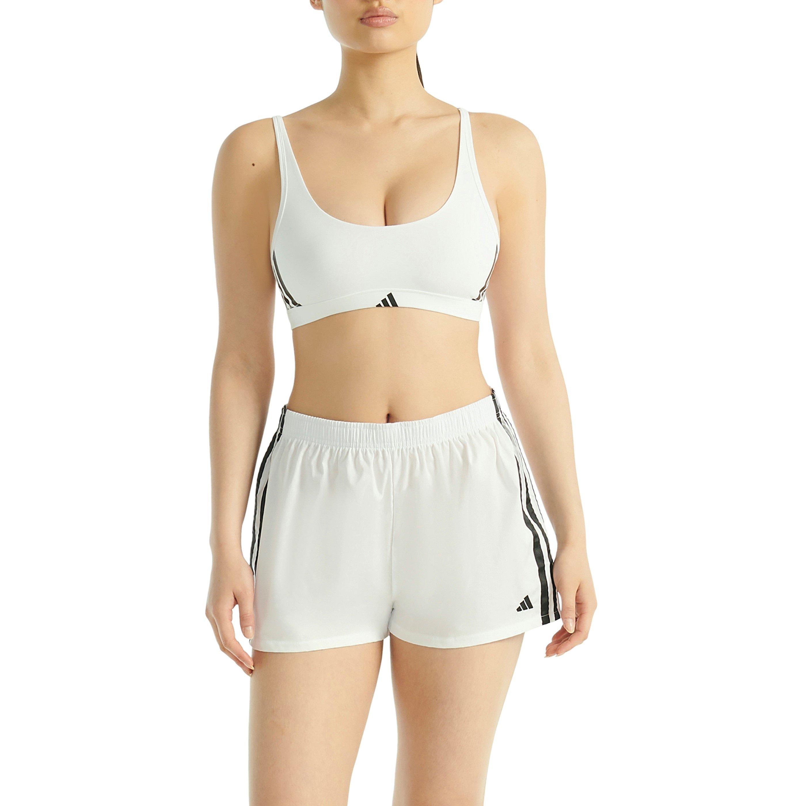 White - adidas - Active Essentials Cotton 3-Stripes Scoop Bralette - 5