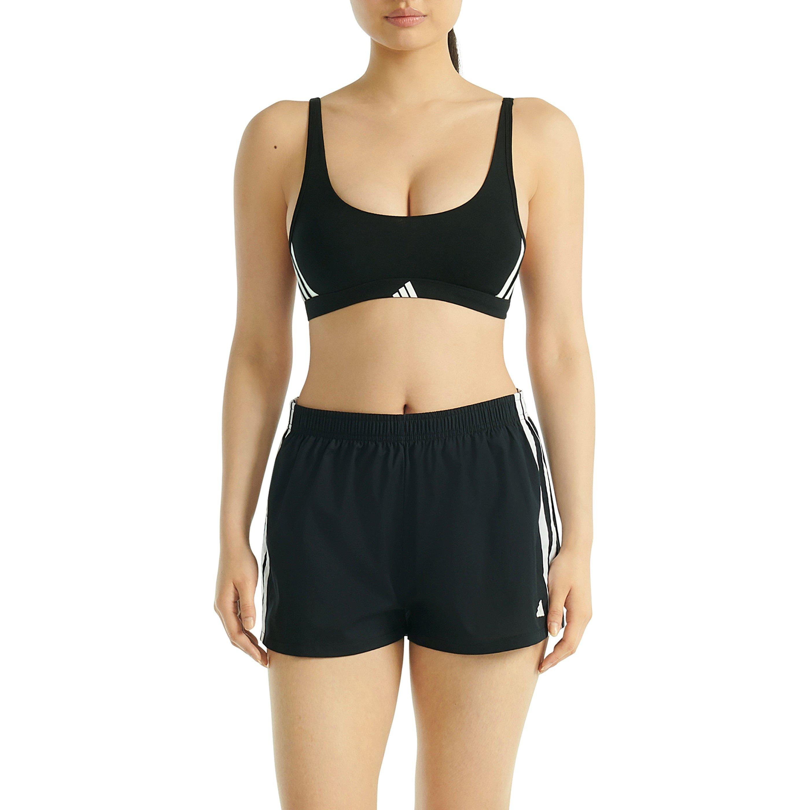Black - adidas - Active Essentials Cotton 3-Stripes Scoop Bralette - 5