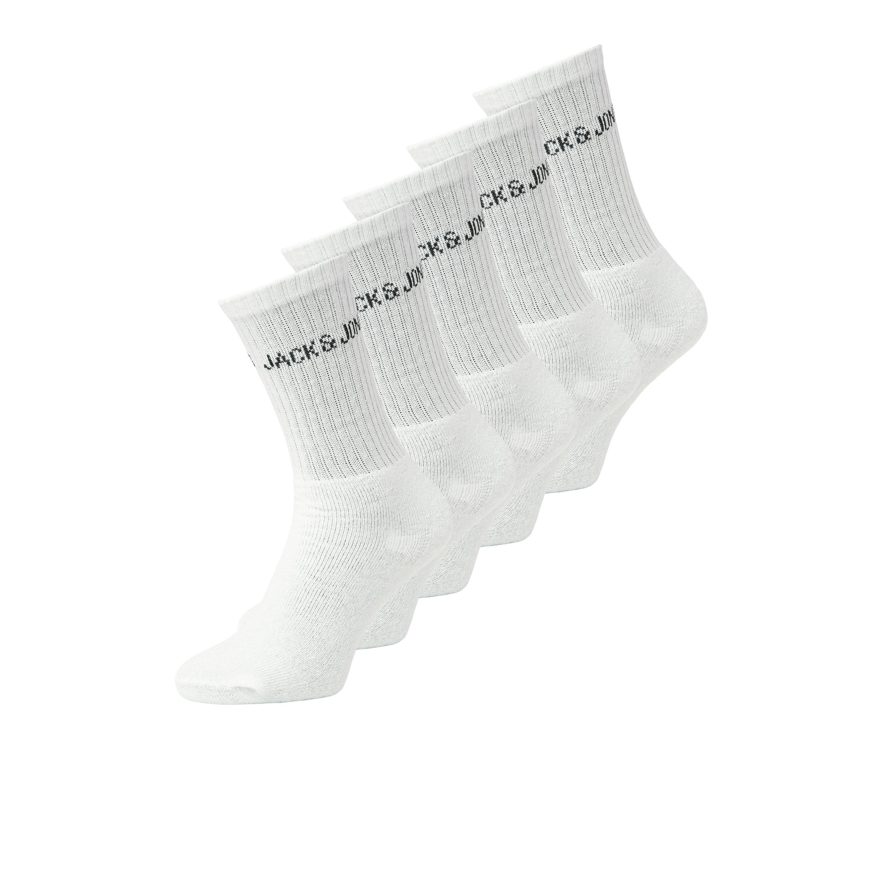 Jack And Jones Men's Regen 5 Pack Crew Socks - White - Mens 7-12
