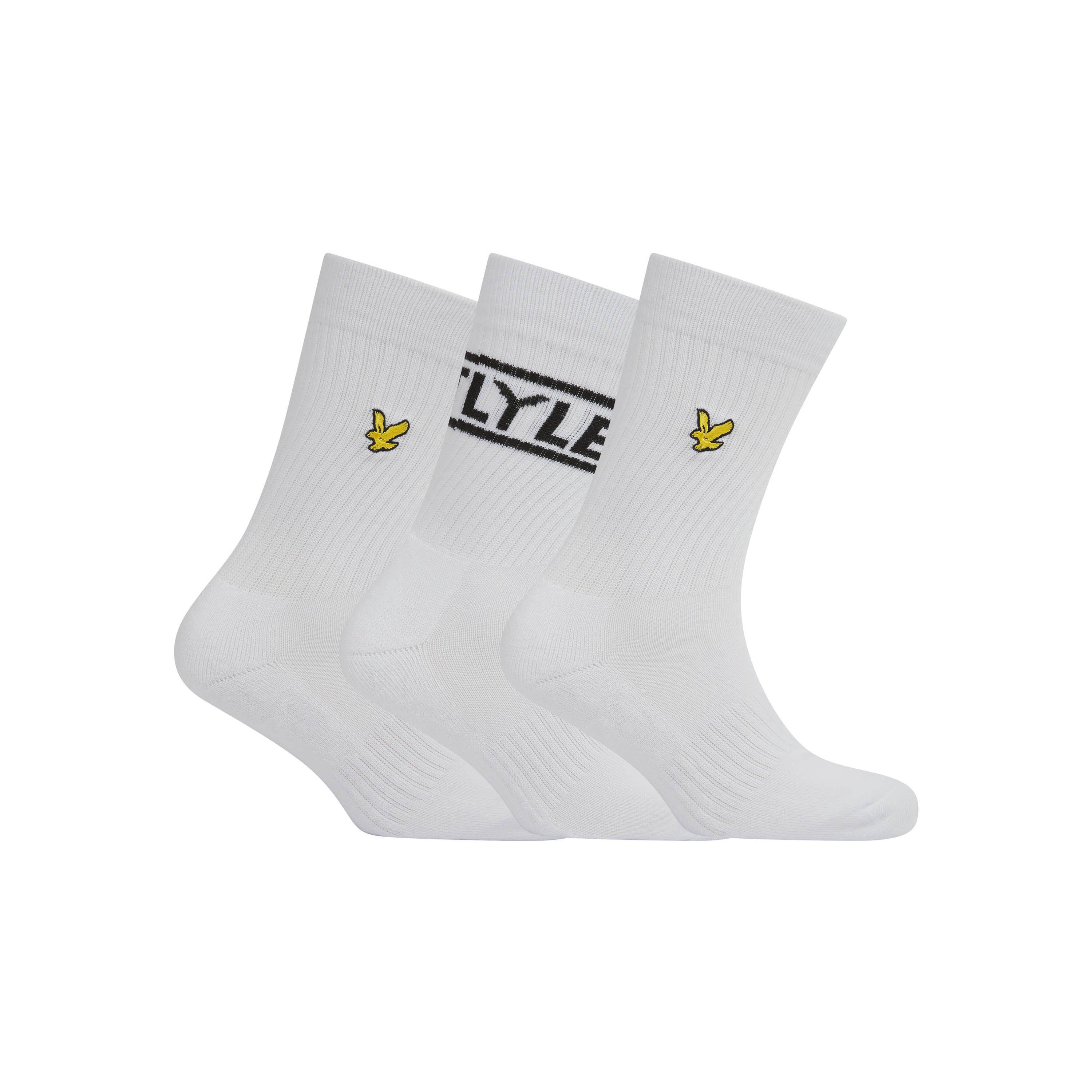 White - Lyle and Scott - 3-Pack Logo Socks - 1