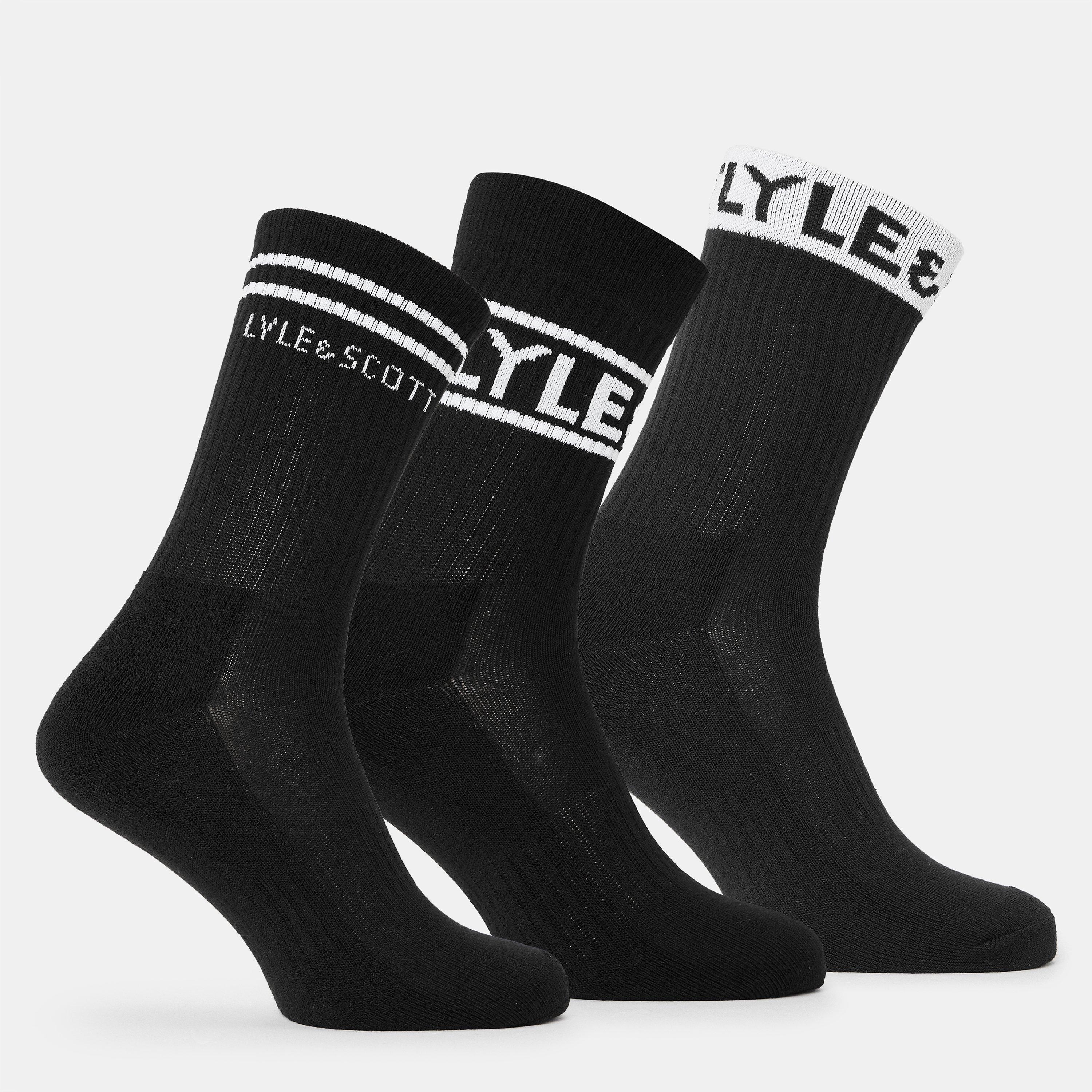 Black - Lyle and Scott - 3-Pack Logo Socks - 1