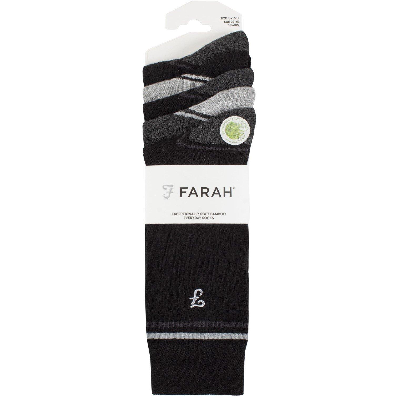 Nero/Carbone - Farah - 5 Pack Bamboo  Socks Mens - 2
